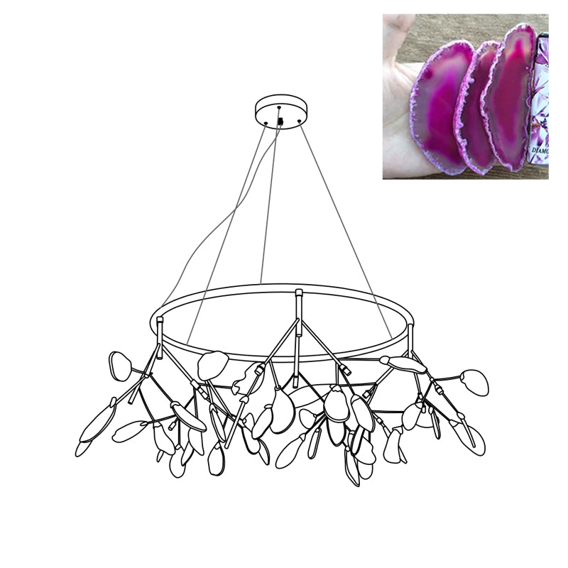 Agate Flake Chandelier - Elegant Natural Stone Crystal Ceiling Light Fixture for Dining Room, Living Room, Bedroom Decor | Modern Luxury Home Lighting