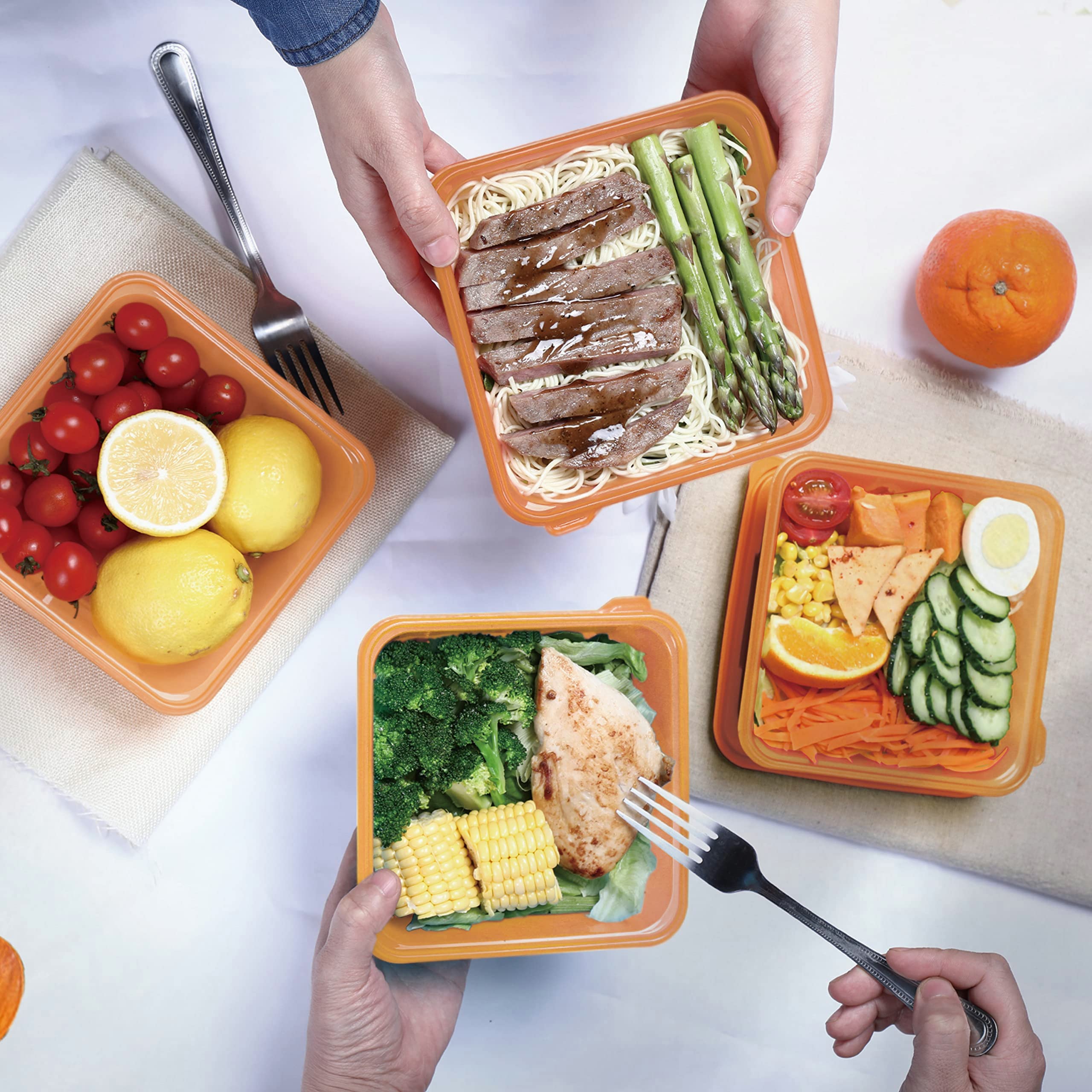 15 Pack BPA-Free Plastic Food Storage Containers with Lids - Square Bento Boxes for Lunch Meal Prep, Microwave & Dishwasher Safe - Perfect for Office, School, Picnics & Leftovers