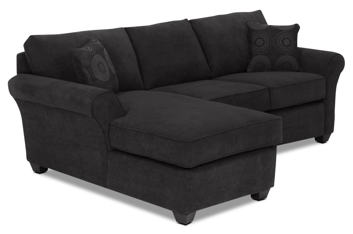 Althea 2-Piece Left Facing Chaise Sectional Sofa in Black - Modern Living Room Furniture for Small Spaces & Apartments