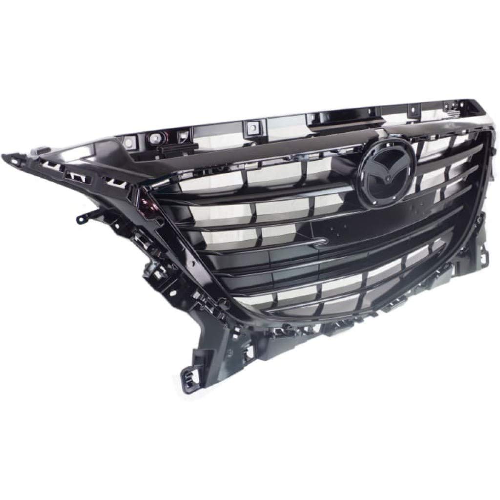 Black Plastic Grille Assembly for Mazda 3 & Mazda Sport 2014-2016 Models | Hatchback & Sedan Compatible | OEM MA1200196 BJE150712B | Upgrade Your Car's Front Styling for a Sporty Look