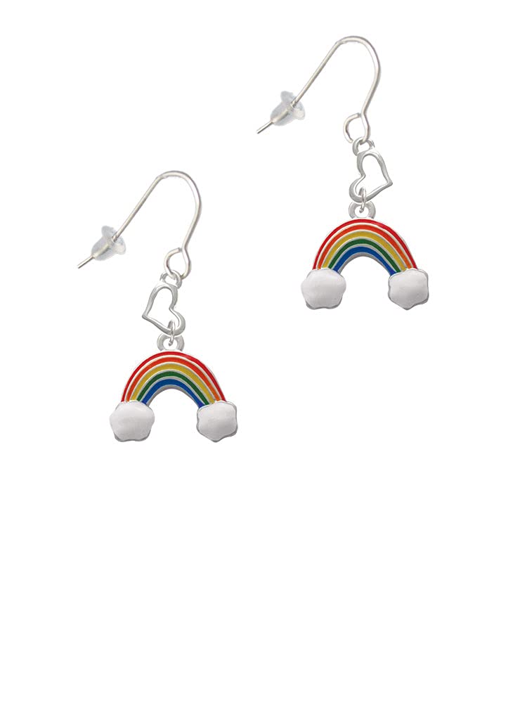 Delight Jewelry Silver Tone Enamel Rainbow Heart French Hook Earrings for Women - Perfect for Casual Wear, Parties & Gifts