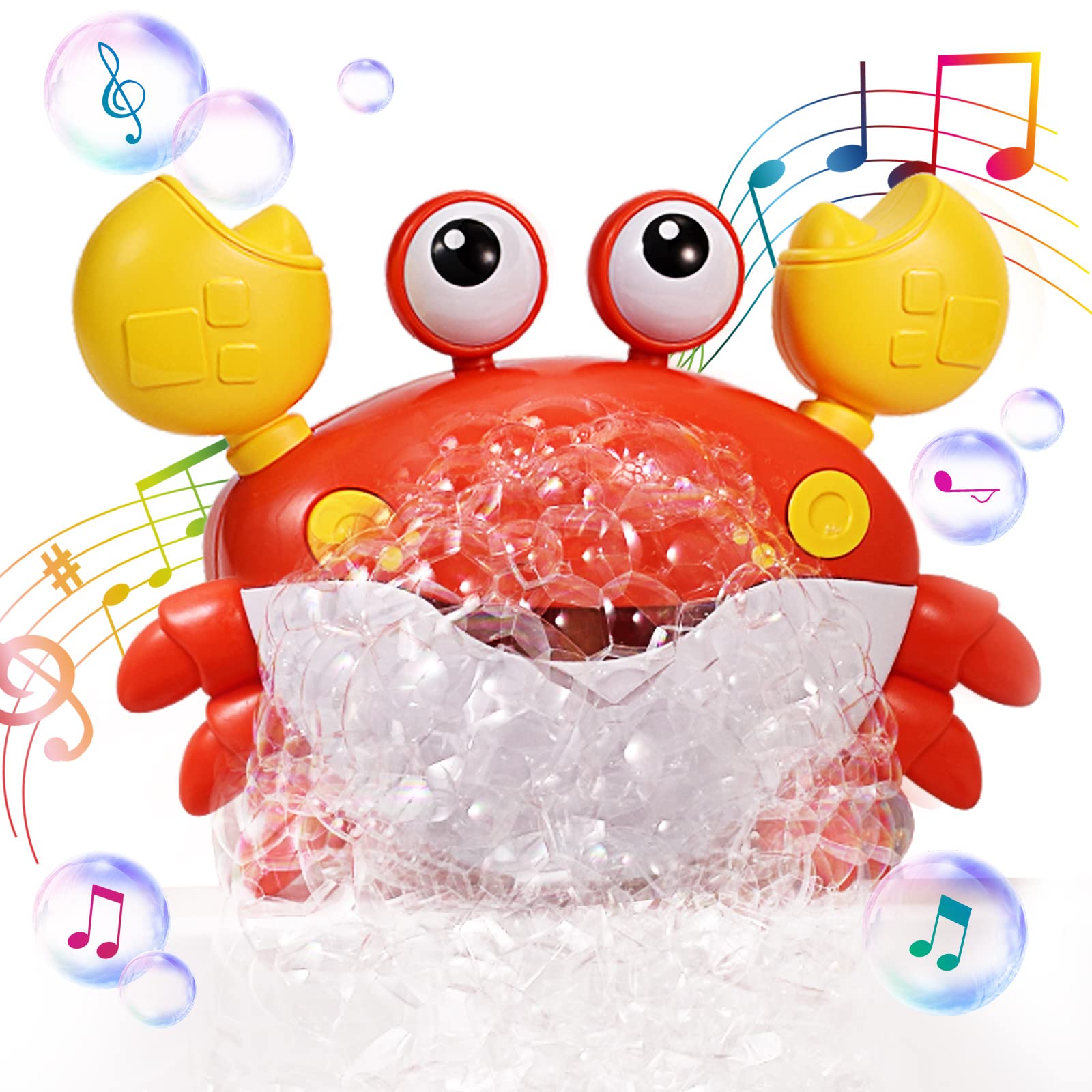 Deejoy Crab Bubble Bath Maker for Kids - Bathtub Bubble Machine with 12 Fun Children's Songs, Sing-Along Bath Toy for Toddlers Ages 3+ | Perfect Gift for Boys & Girls (Red) | Great for Bath Time Fun, Birthday Presents & Sensory Play
