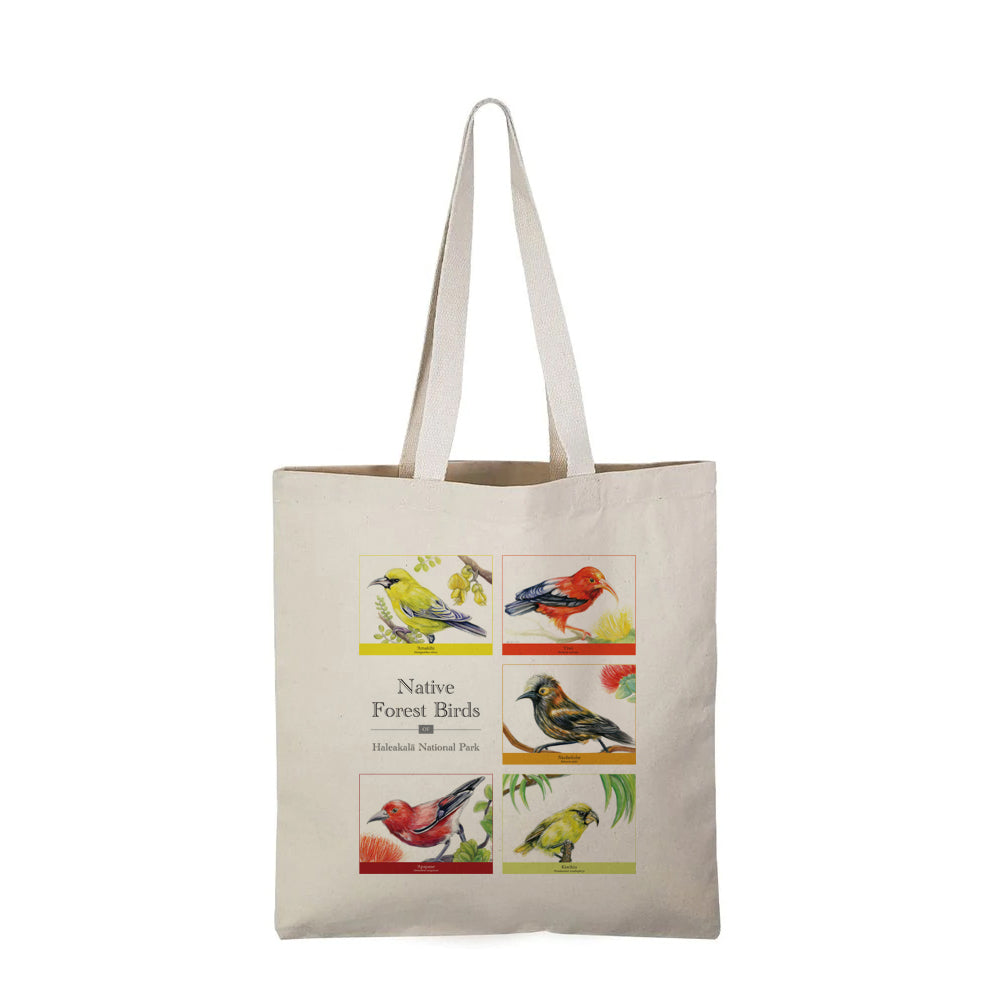 Haleakalā National Park Native Forest Birds Tote Bag - Eco-Friendly Canvas Shopping Bag for Travel, Beach & Grocery Shopping