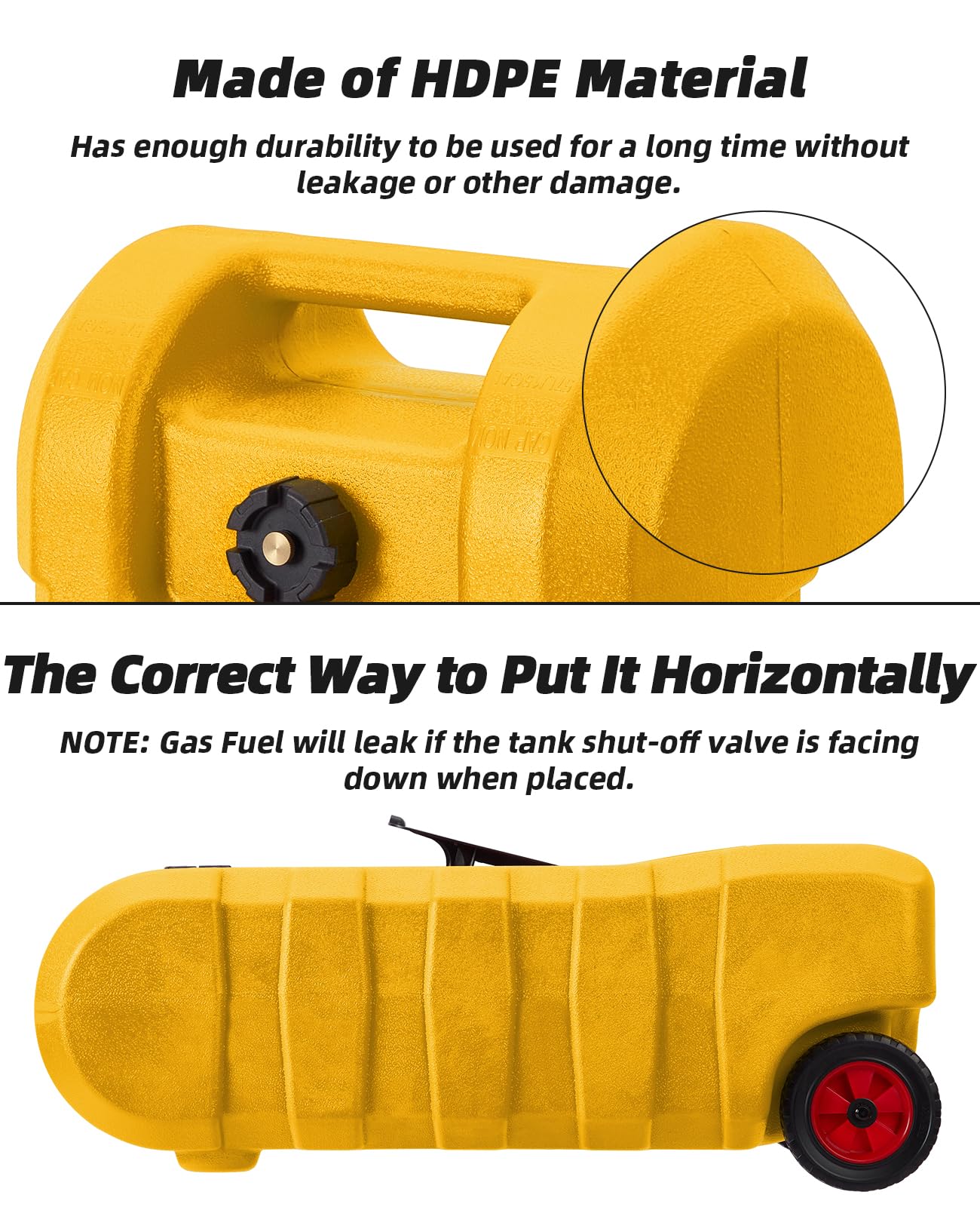 GARVEE 15 Gallon Portable Fuel Caddy with 10 ft Hose, Siphon Pump & 7.5 L/min Manual Nozzle - Yellow Gasoline/Diesel Fuel Tank for Emergency, Farm, Construction & Outdoor Use
