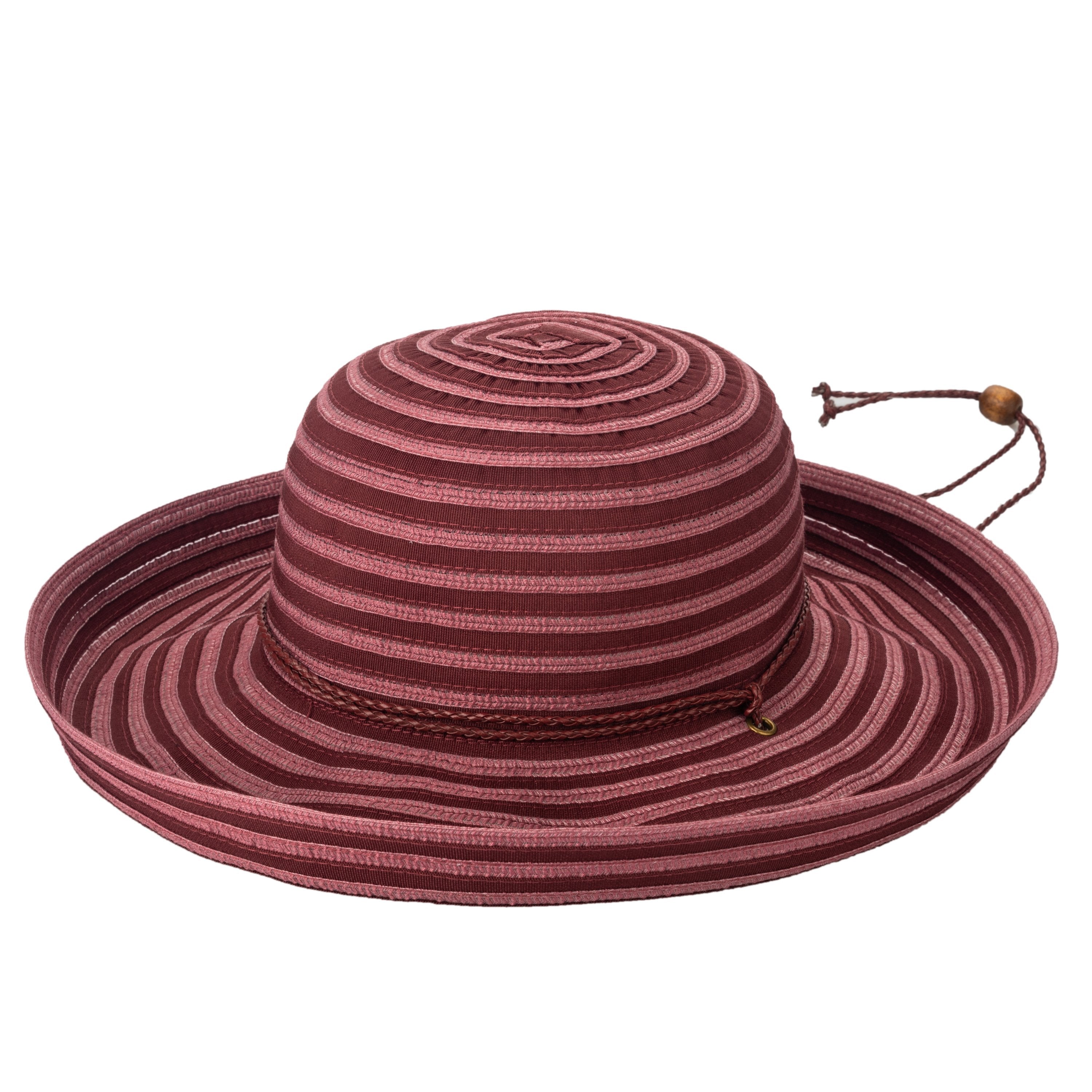 Women's Stylish Polybraid & Ribbon Mixed Kettle Brim Sun Hat with Adjustable Chin Cord - MXM1036 - Perfect for Beach, Garden & Outdoor Summer Activities