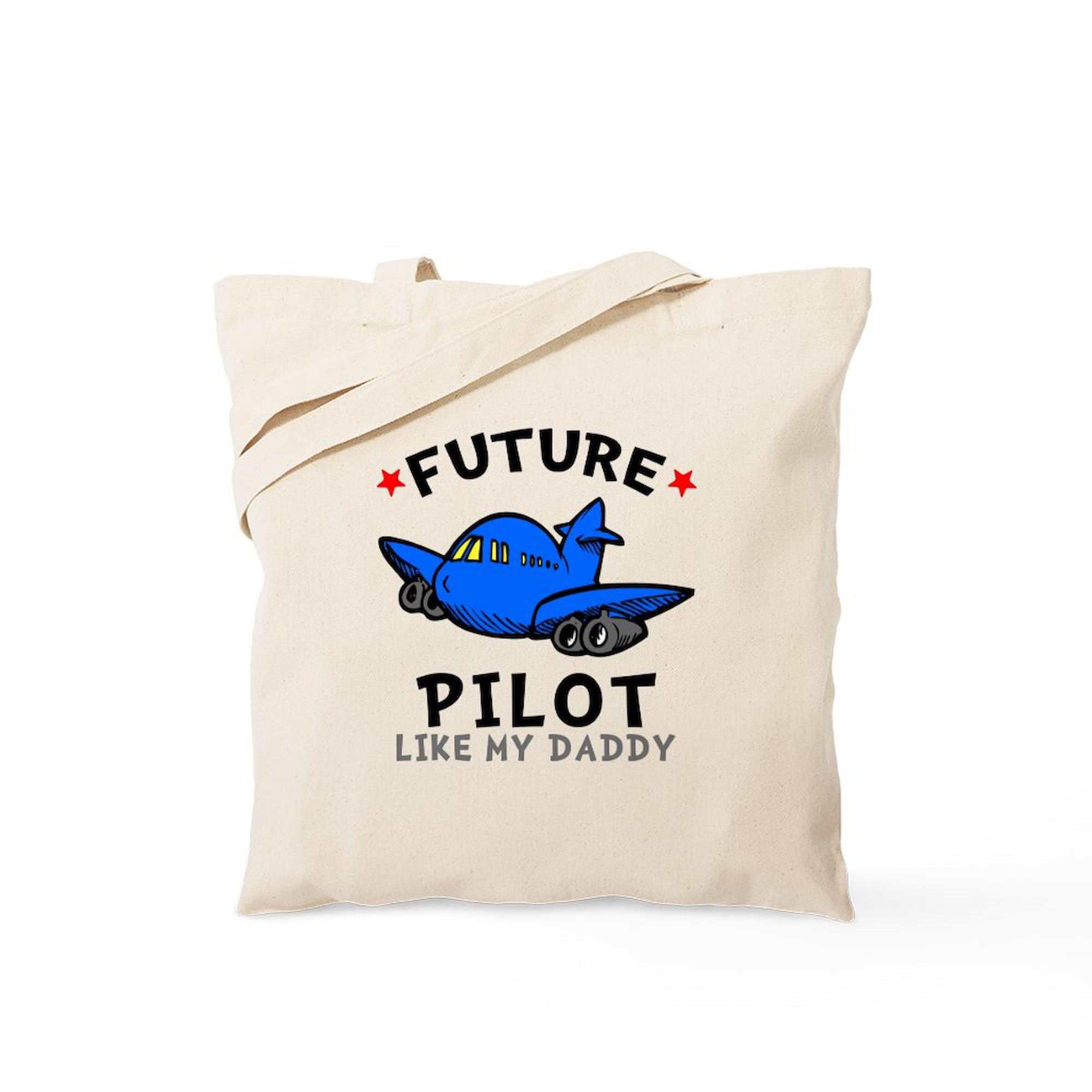 Pilot Daddy Tote Bag - Natural Canvas Reusable Shopping Bag for Men | Durable Grocery Tote for Travel, Work & Everyday Use | Eco-Friendly Gift for Aviation Enthusiasts