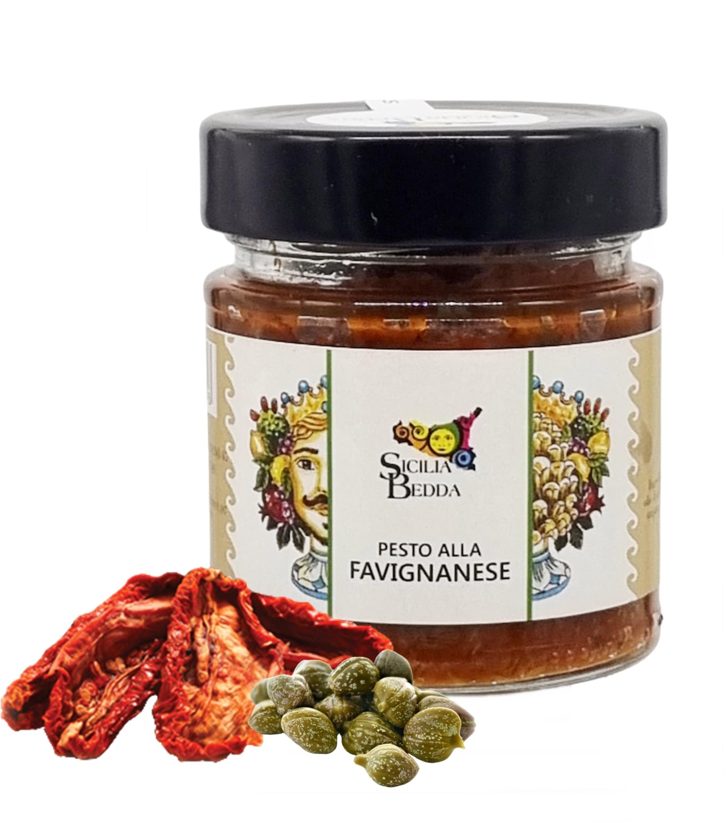 Sicilia Bedda - Authentic Favignanese Pesto Sauce 200g in Glass Jar - Perfect for Pasta, Pizza & Italian Recipes
