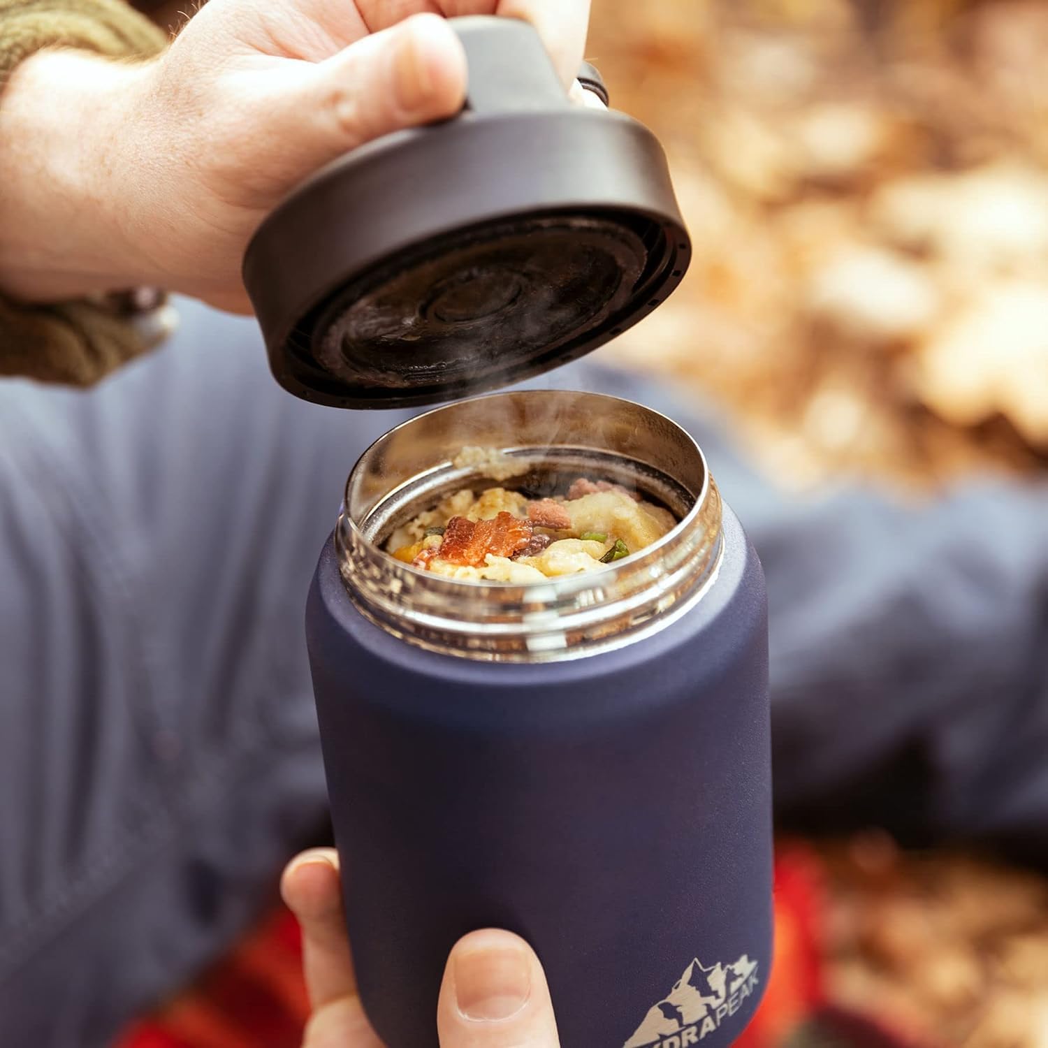 Hydrapeak 18 oz Insulated Stainless Steel Food Thermos - Hot & Cold Soup Container, Vacuum Sealed Jar for Office, Camping, Hiking & Outdoor Activities (Stone Grey)