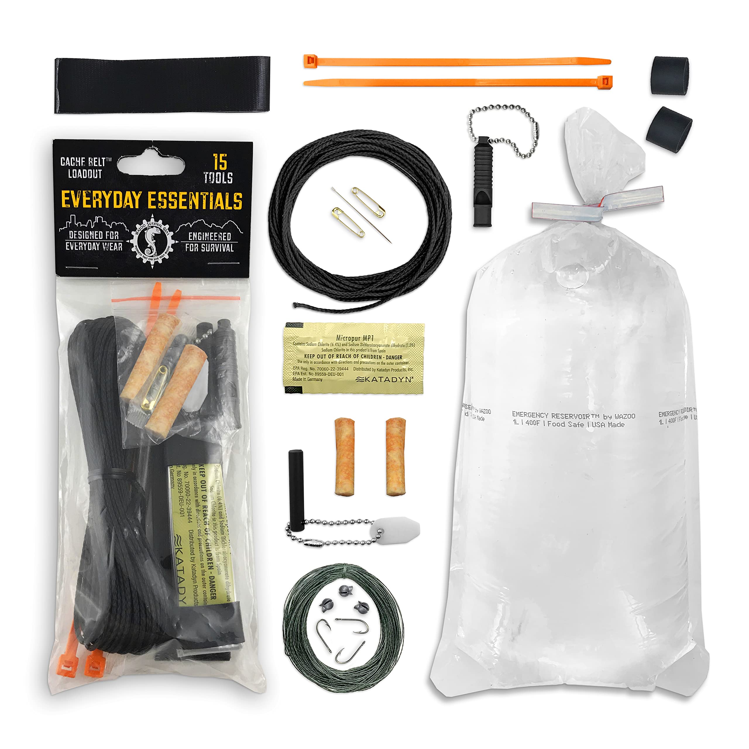 WAZOO Survival Gear Everyday Essentials Kit - 15-in-1 Multi-Tool for Camping, Hiking & Emergency Preparedness | Compact Outdoor Survival Tools | Made in USA | Perfect for Backpacking, Adventure Travel & Disaster Readiness