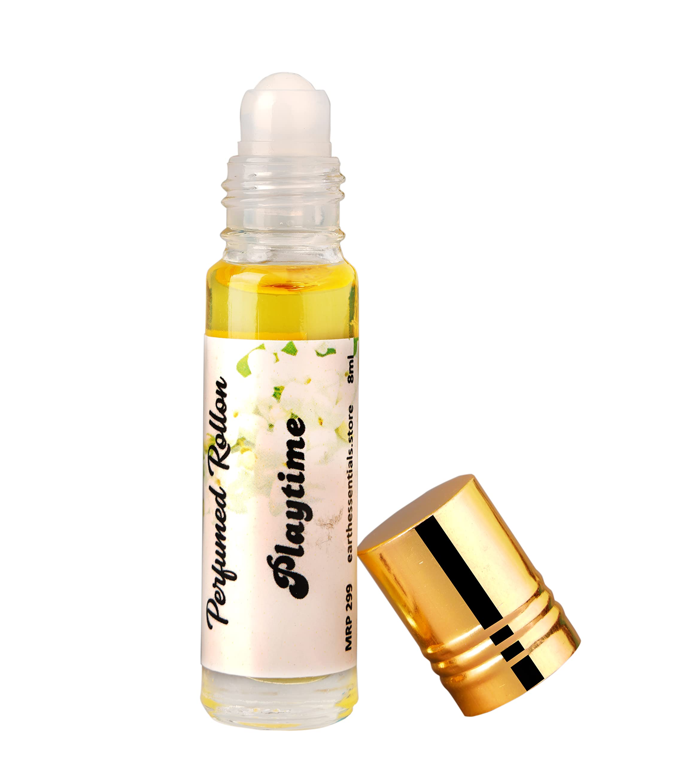 Earth Essentials Playtime Natural Roll-On Body Perfume - Jasmine & Tuberose Scent for Men & Women | Long-Lasting Attar Fragrance (8ml) | Perfect for Daily Wear, Date Nights & Special Occasions