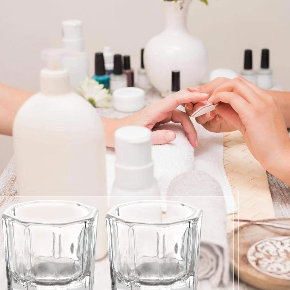 Premium Glass Dappen Dish Set for Nail Art - 4 Pack Clear Nail Acrylic Powder & Monomer Liquid Bowls - Perfect for Professional Salons & DIY Nail Designs at Home