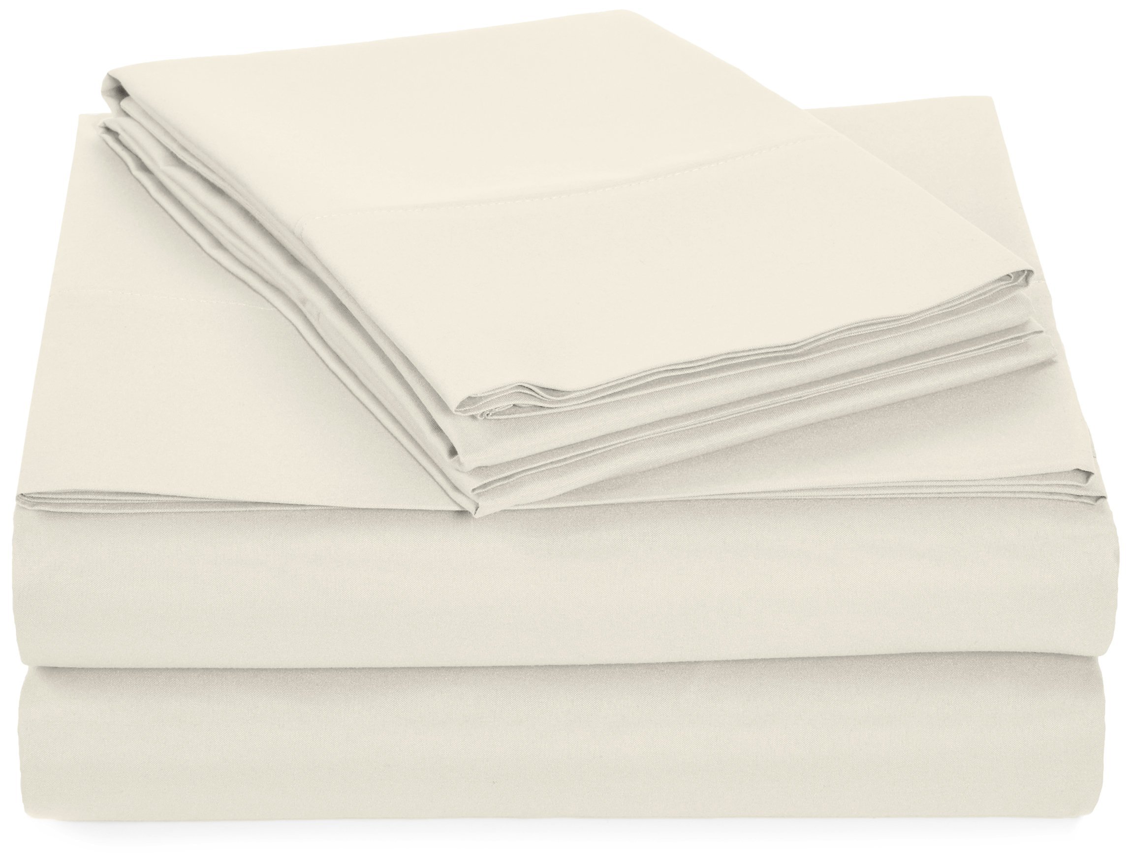 4 Piece Twin XL Bed Sheet Set - 600 Thread Count 100% Long Staple Cotton, Ultra Soft Cream Sheets with Deep Pockets (Fits Mattress Up to 15