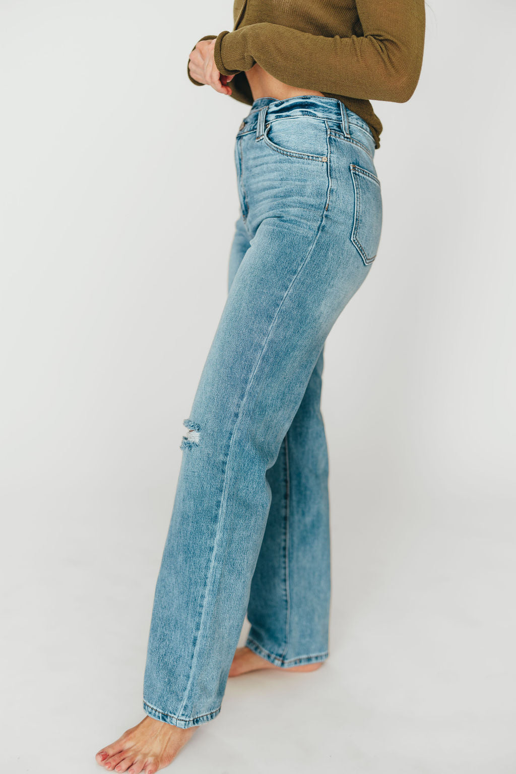 Vintage 90s Tiffany High Rise Crisscross Waist Straight Leg Jeans - Light Wash Denim for Women | Perfect for Casual Outfits, Retro Style & Everyday Wear