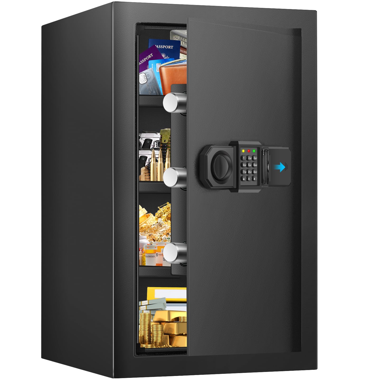 4.2 Cu Ft Fireproof Safe Box - Digital Keypad, Alarm System & Spare Keys - Waterproof & Anti-Theft Security Safe for Home, Office (Documents, Jewelry, Cash Protection)