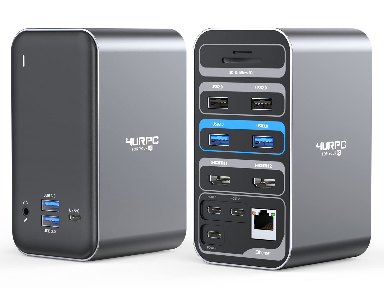 Dual Monitor USB C Docking Station for MacBook Pro/Air - 2x 4K HDMI, 6x USB A, Gigabit Ethernet, PD Charging, SD/TF Card Reader, 3.5mm Audio - Perfect for Home Office, Remote Work & Multi-Screen Productivity