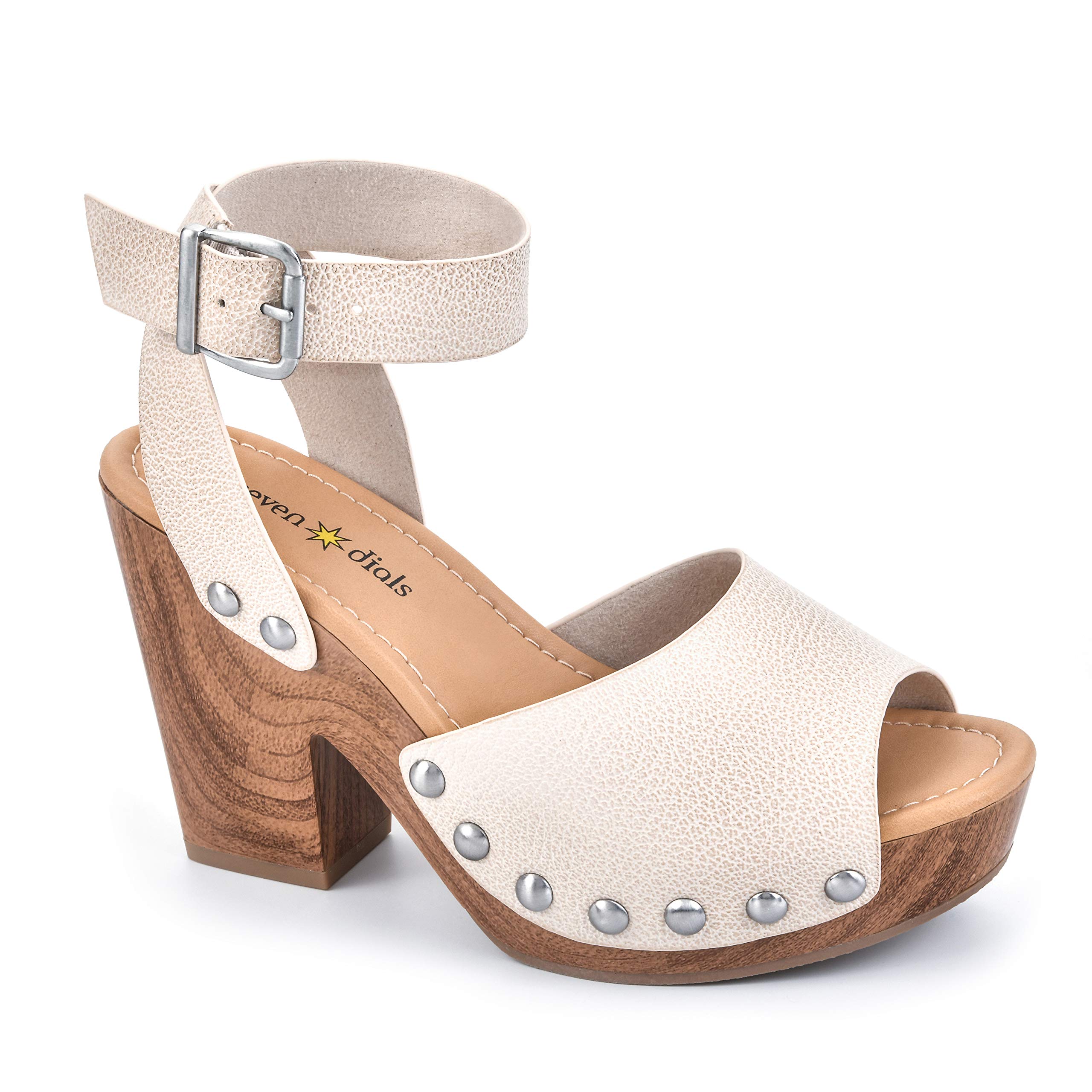 SEVEN DIALS Women's Calgary Heeled Sandals - Off White Size 9 M US | Comfortable Summer Dress Shoes for Weddings, Parties & Casual Outings