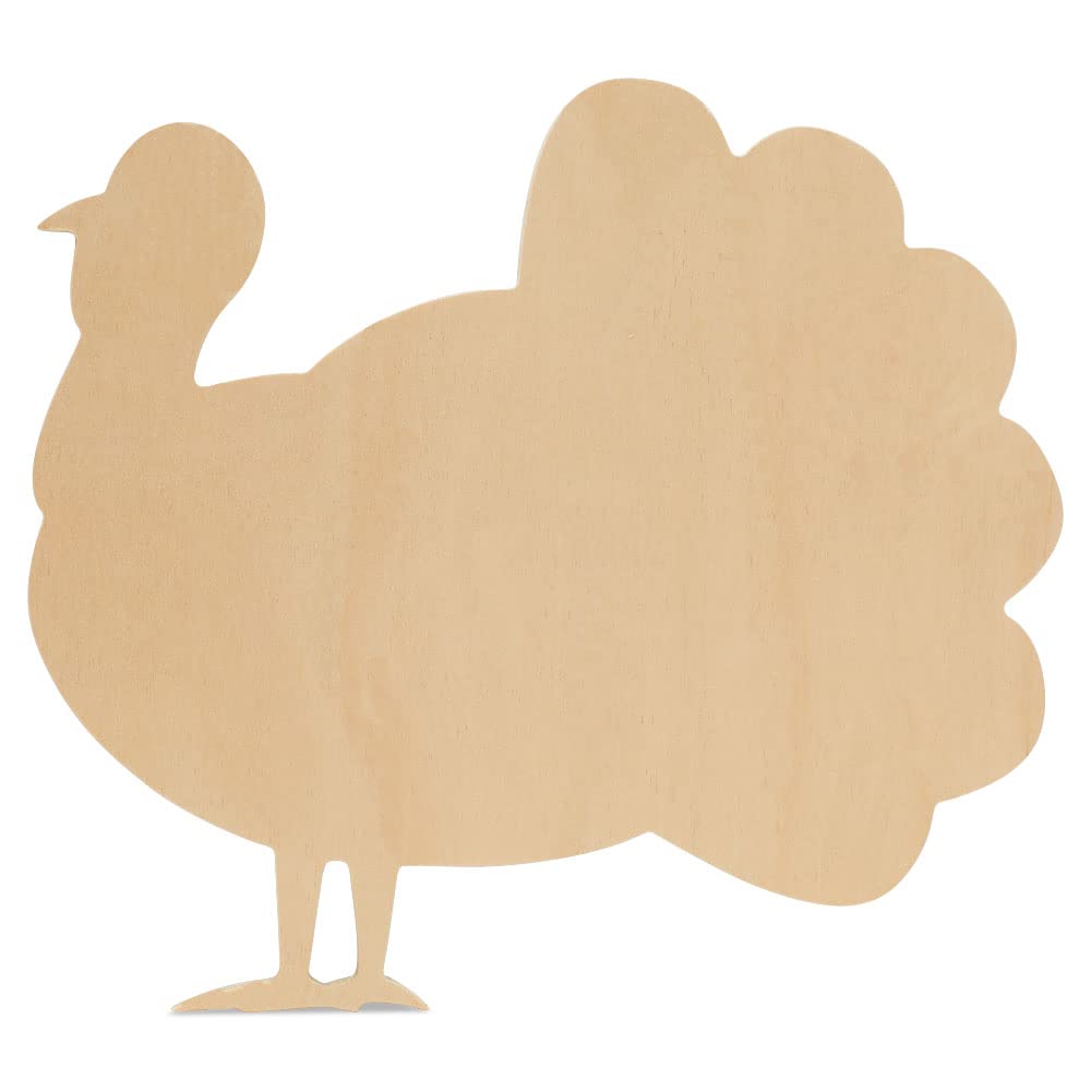 12 Inch Unfinished Wood Turkey Cutouts - Pack of 50 DIY Craft Wooden Shapes for Thanksgiving Decorations, Holiday Party Supplies & Home Decor by Woodpeckers - Perfect for Classroom Projects, Fall Crafts & Seasonal Party Decor