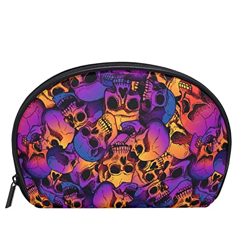Women's Skull Gradient Cosmetic Bag - Small Makeup Pouch with Compartments for Purse, Travel & Daily Organization | Trendy Accessory for Cosmetics, Toiletries & Essentials