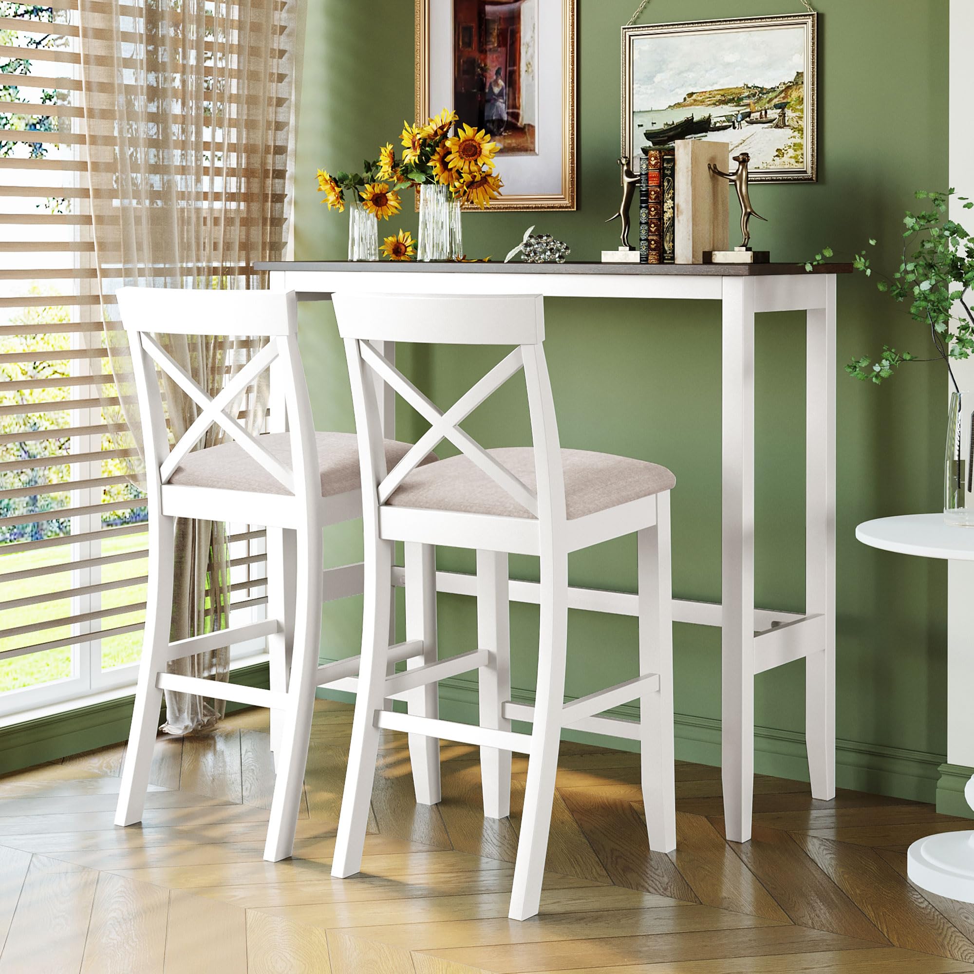 Rustic Farmhouse 3-Piece Counter Height Dining Set - 48