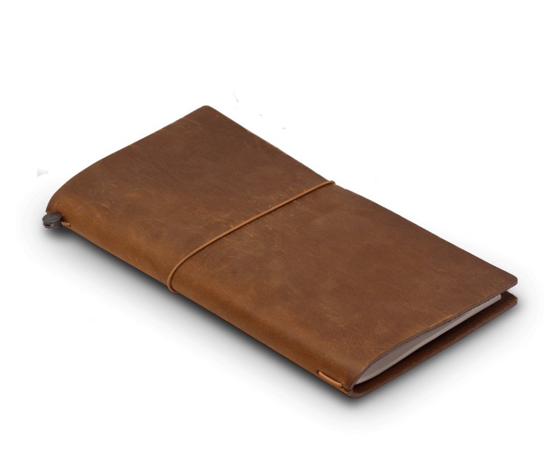 DESIGNPHIL Traveler's Notebook - Regular Size Camel Leather Journal 15193006 | Perfect for Travel, Diary Writing & Sketching