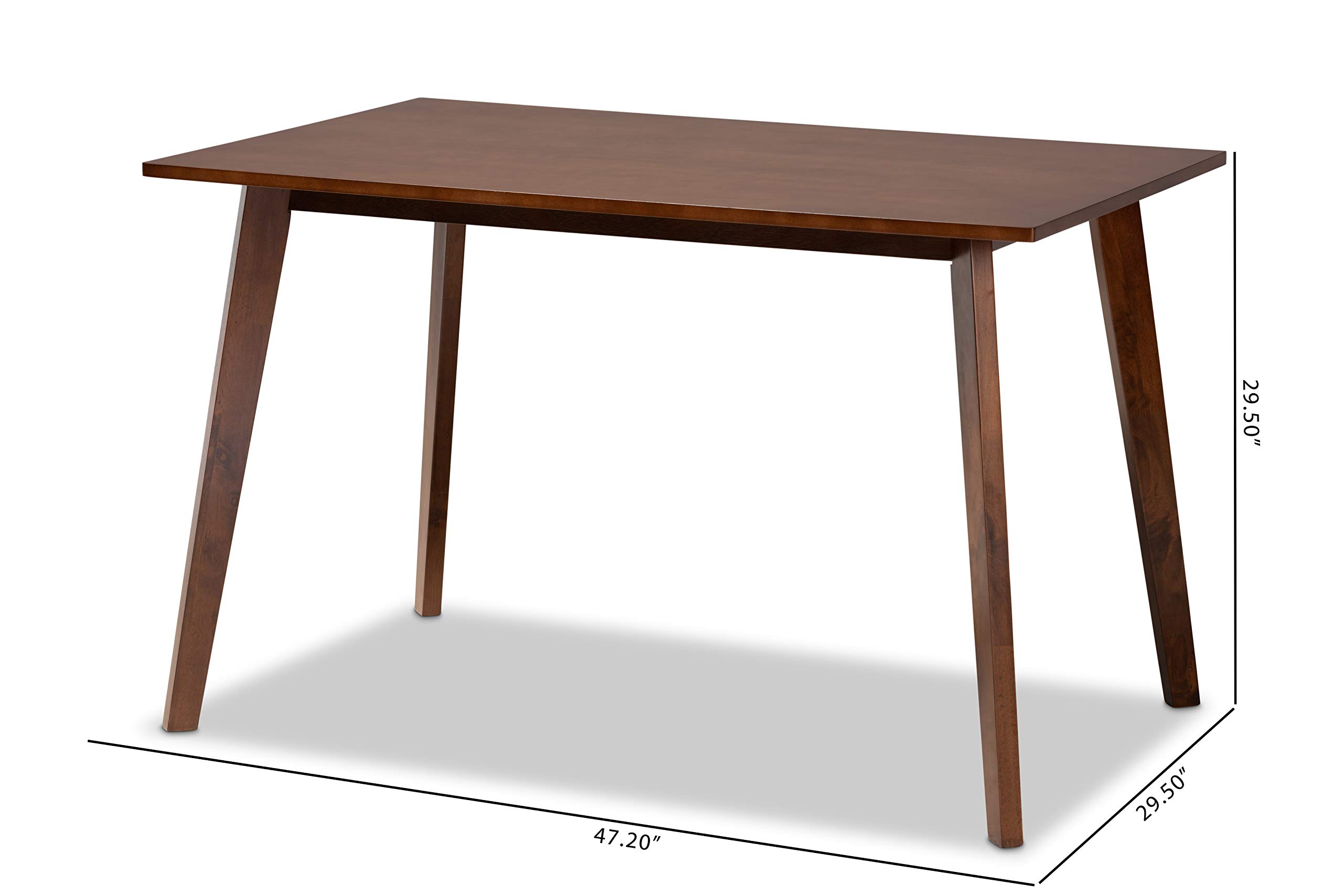 Baxton Studio Modern Walnut Dining Table - Elegant & Durable Wooden Kitchen Table for Dining Room, Breakfast Nook, or Small Space