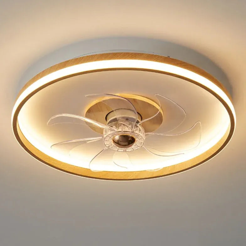 Warm Toned Invisible Ceiling Fan with Light - Energy Efficient Flush Mount Fan for Bedroom, Living Room & Office - Quiet Operation & Dimmable LED Lighting