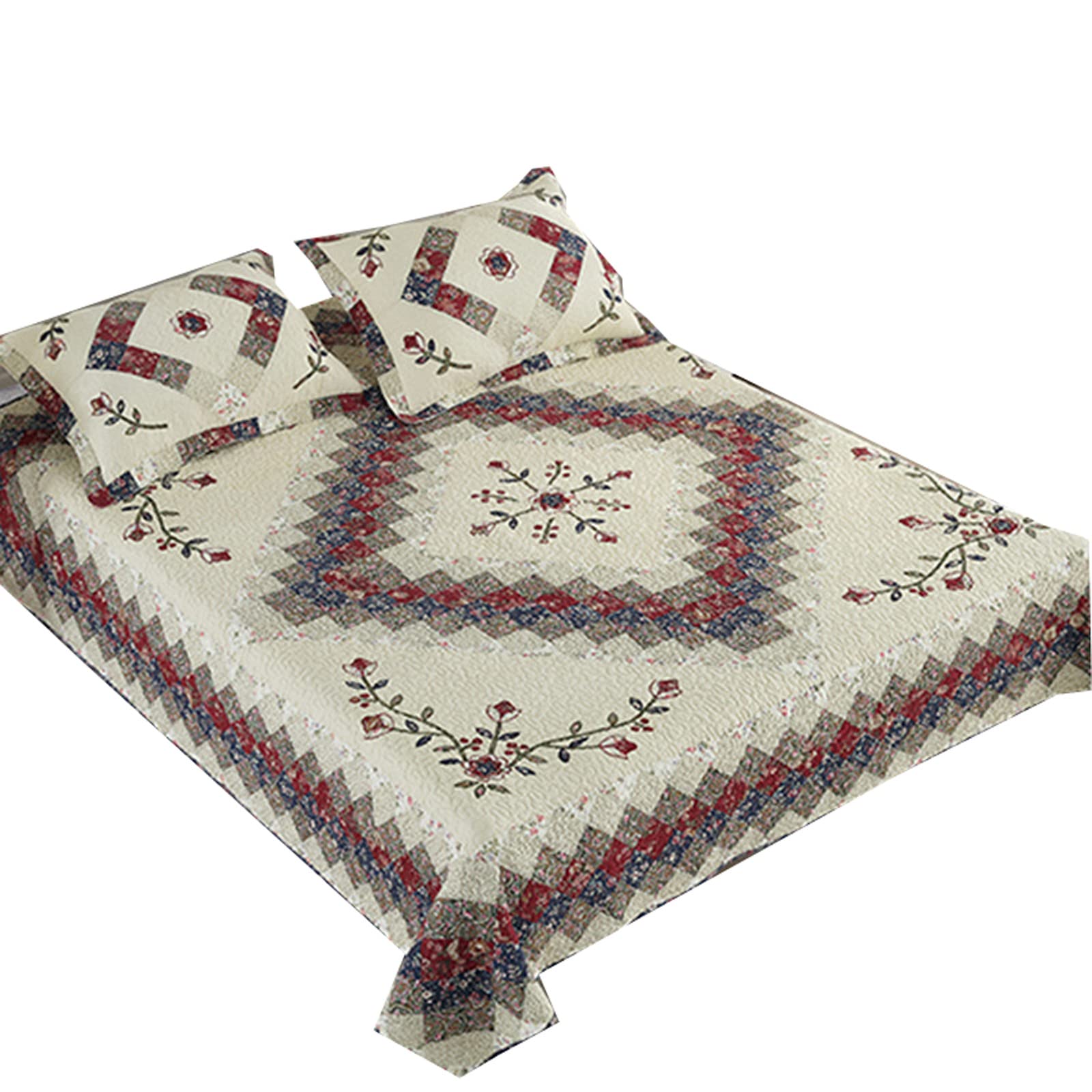 MKWEY King Size Quilt Set - 100% Cotton Bedspread & Coverlet, Soft Breathable Pre-Washed Microfiber, Rustic Chic Design (240x270cm) - Perfect for Master Bedroom, Guest Room & Cozy Farmhouse Decor