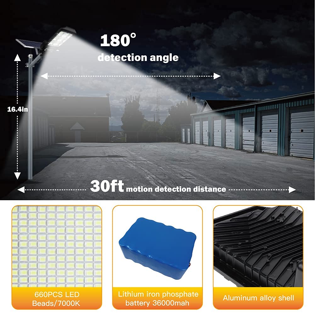 600W Solar Flood Street Lights Outdoor - 30000 Lumens Solar Security Lights with Motion Sensor, IP66 Waterproof, Dusk to Dawn Solar Powered LED Lighting for Parking Lot, Stadium, Garden, Yard - Perfect for Outdoor Security, Pathway & Landscape Illumination