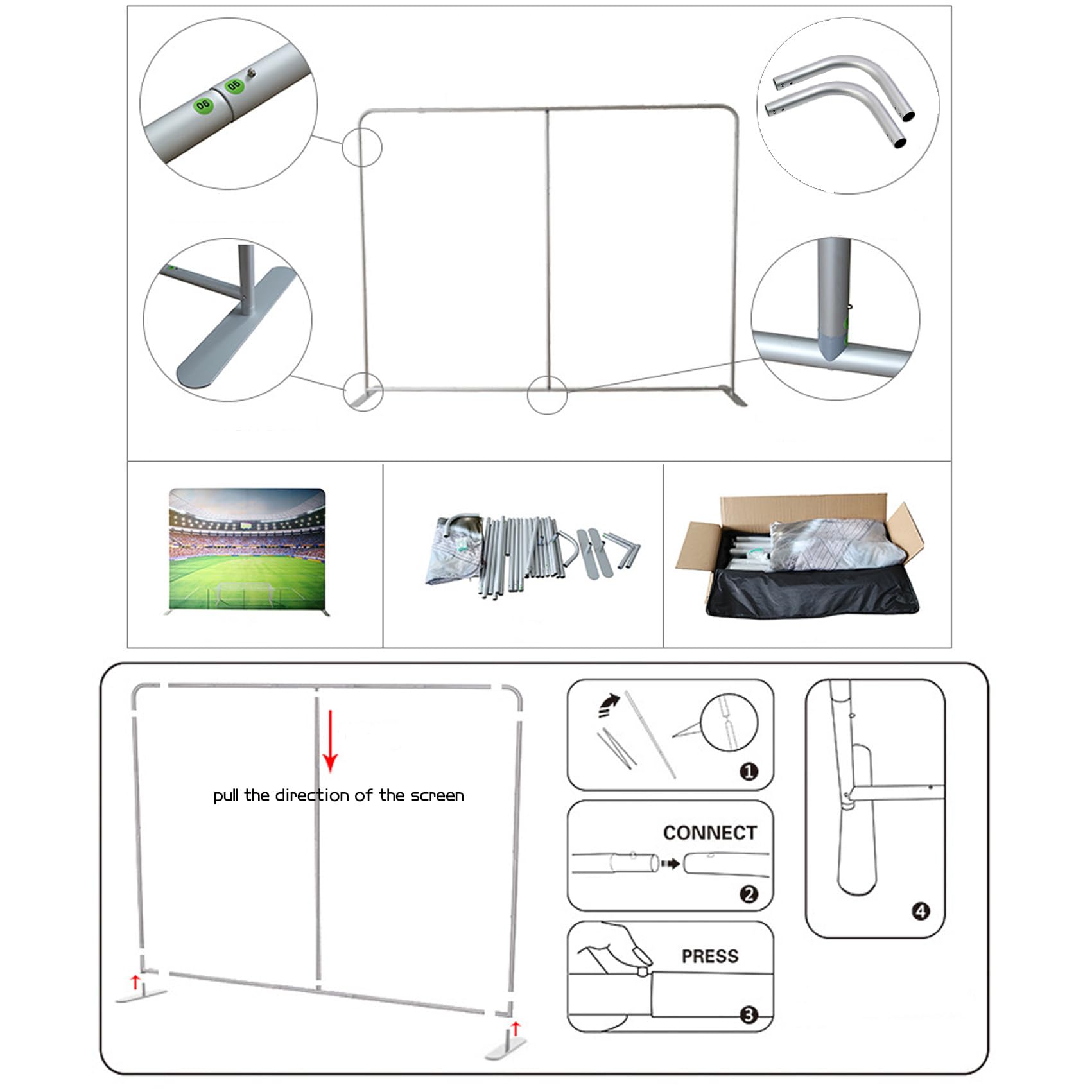 Custom Tension Fabric Display Backdrop Stand - Step and Repeat Banner for Trade Shows, Events, Weddings & Advertising | Durable Booth Backdrop for Branding & Photo Ops