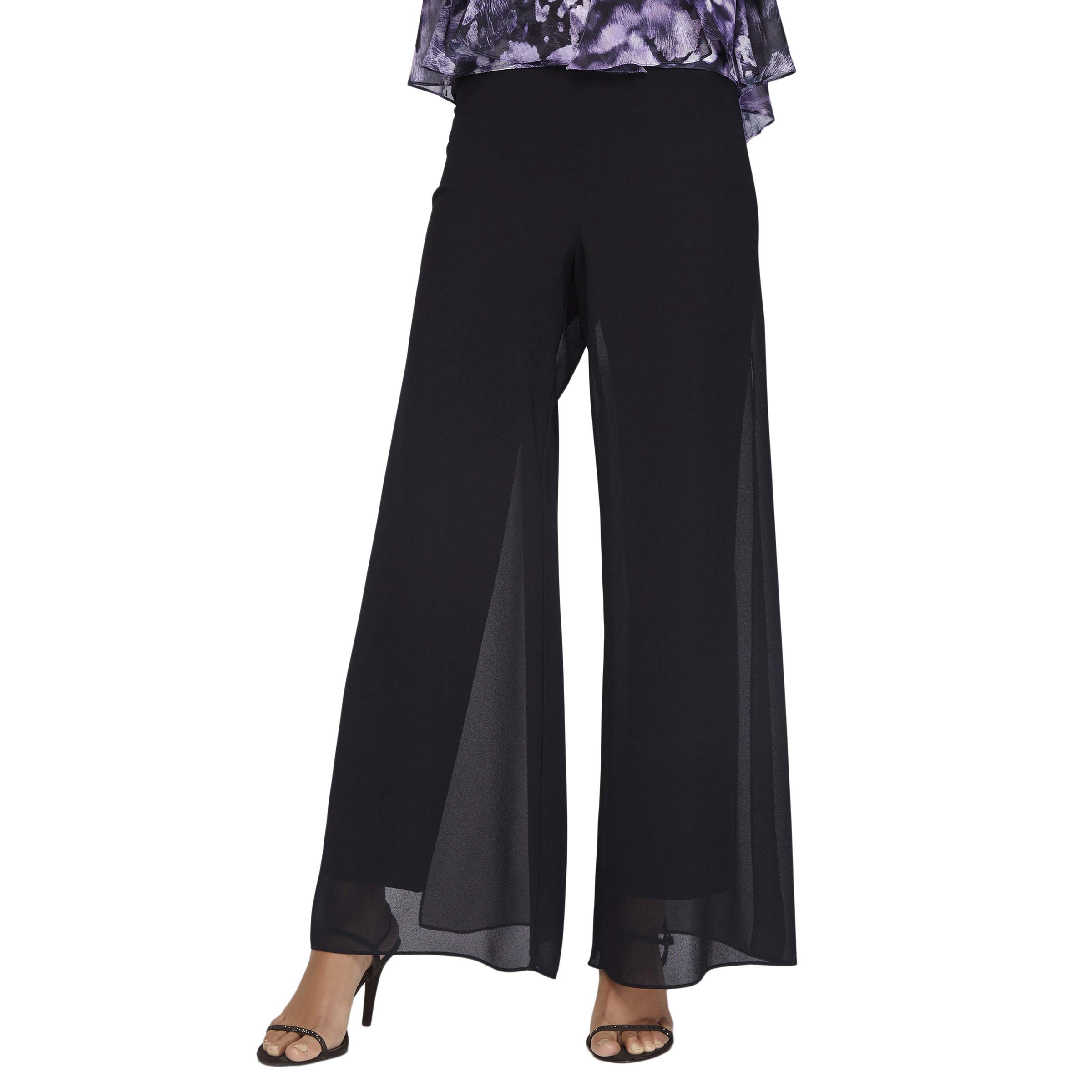 Alex Evenings Women's Wide Leg Chiffon Dress Pants - Elegant Formal Wear for Mother of The Bride, Wedding Guest, Special Occasions - Available in Petite & Regular Sizes - Perfect for Weddings, Galas, and Evening Parties