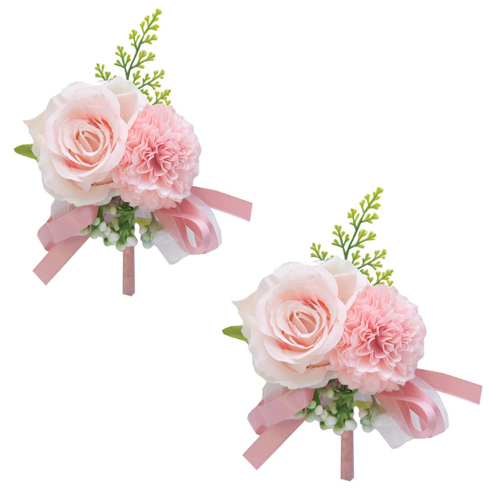 Buery 2-Piece Set Handmade Rose Boutonniere Corsage with Pin - Elegant Wedding Lapel Flower for Groom, Prom, Bridal Party & Formal Events