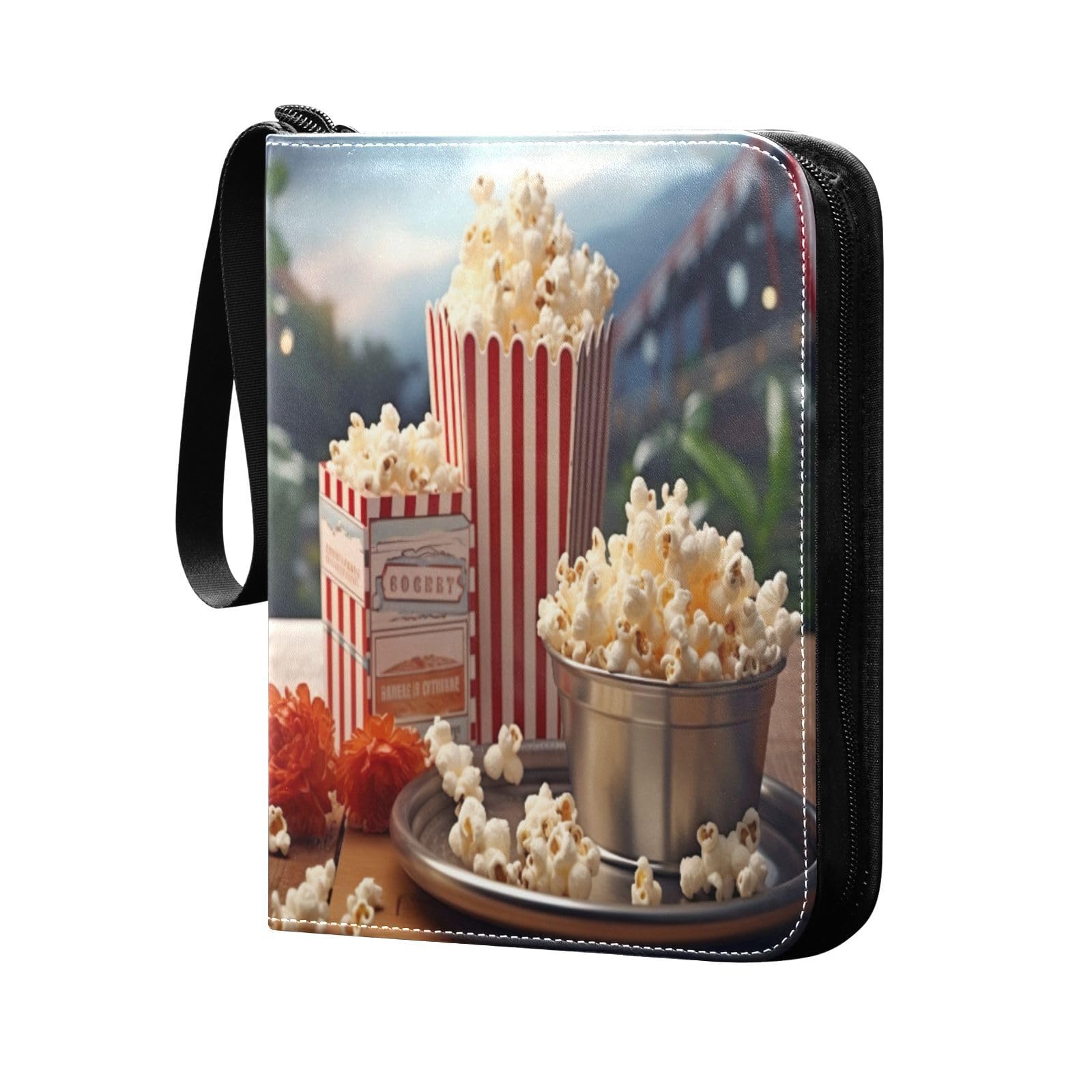 Vintage Popcorn Card Binder 400 Pockets - Trading Card Organizer with Protective Sleeves for Baseball, Football & Game Cards - Sports Card Album for Collectors | Perfect for Card Storage, Trading & Display