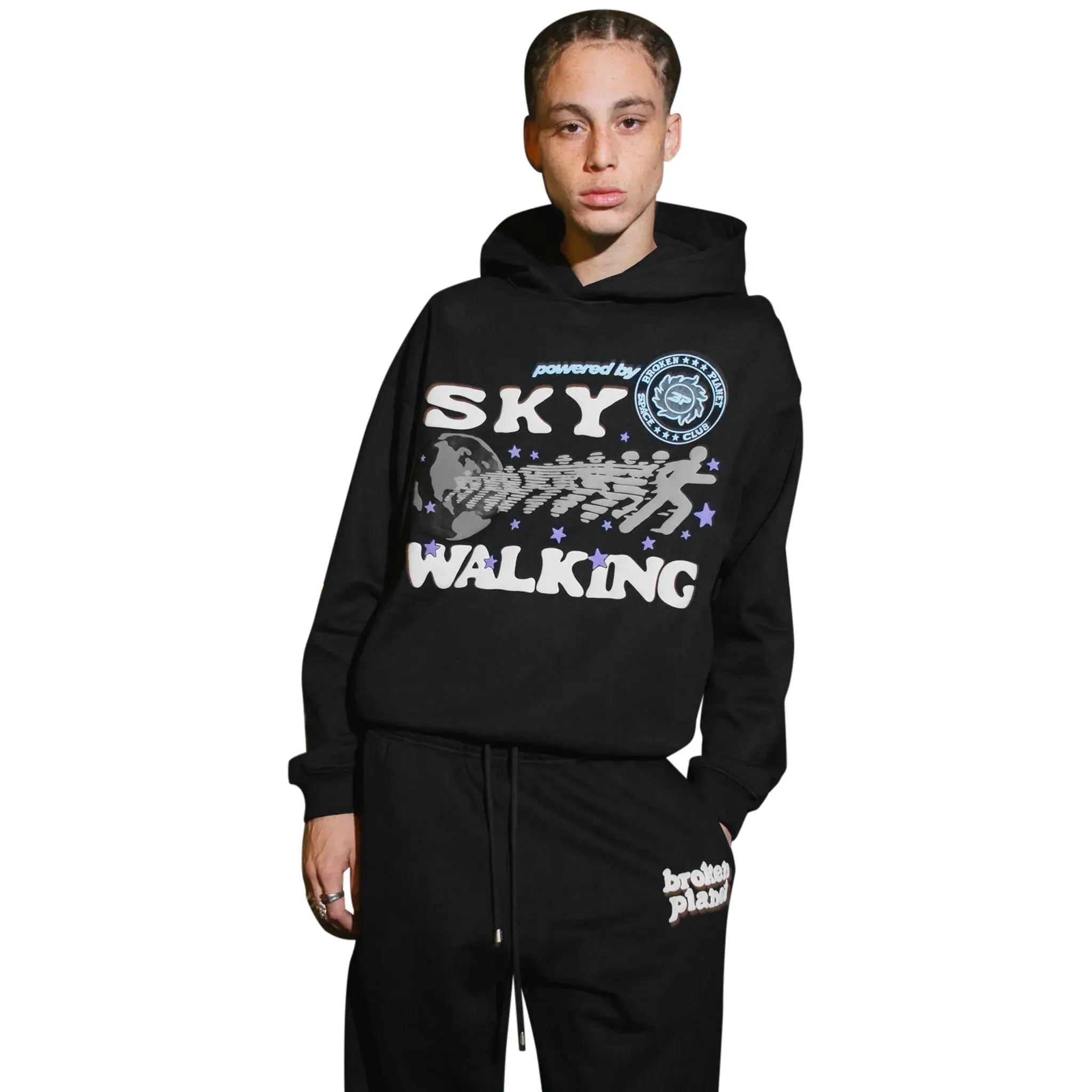 Broken Planet Sky Walking Midnight Black Hoodie - Stylish & Comfortable Men's Pullover for Streetwear & Casual Outfits - Perfect for Urban Fashion, Gym, and Everyday Wear
