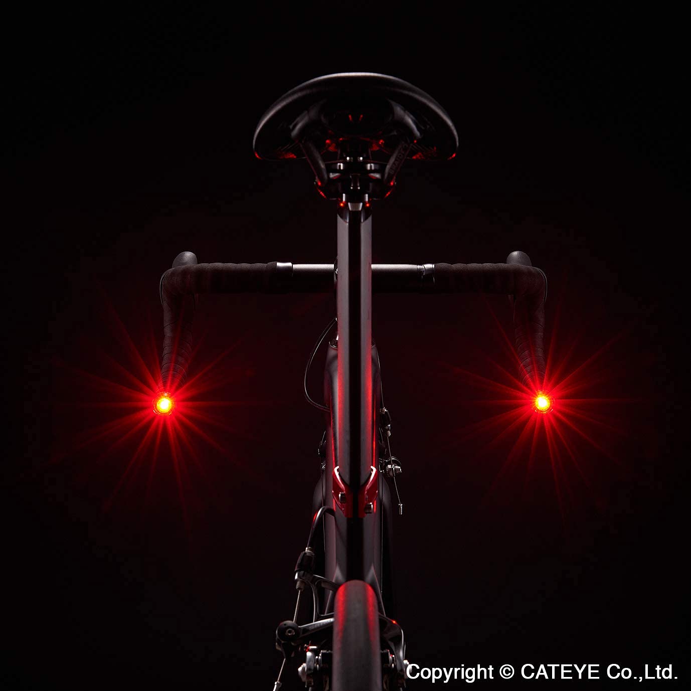 Cat Eye ORB Bar End Safety Bike Light Set for Handlebars - Black/Red - Waterproof LED Cycling Lights for Night Riding, Mountain Bikes & Commuting - Easy Install Handlebar Safety Lights for Road Bicycles