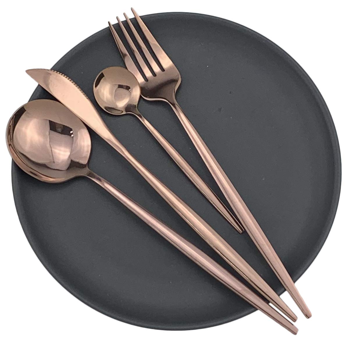 Premium Gugrida 40-Piece 18/10 Stainless Steel Flatware Set - Mirror Polished Silverware with Forks, Spoons & Knives (Service for 10, Elegant Copper Finish) - Perfect for Dinner Parties, Weddings & Everyday Family Dining