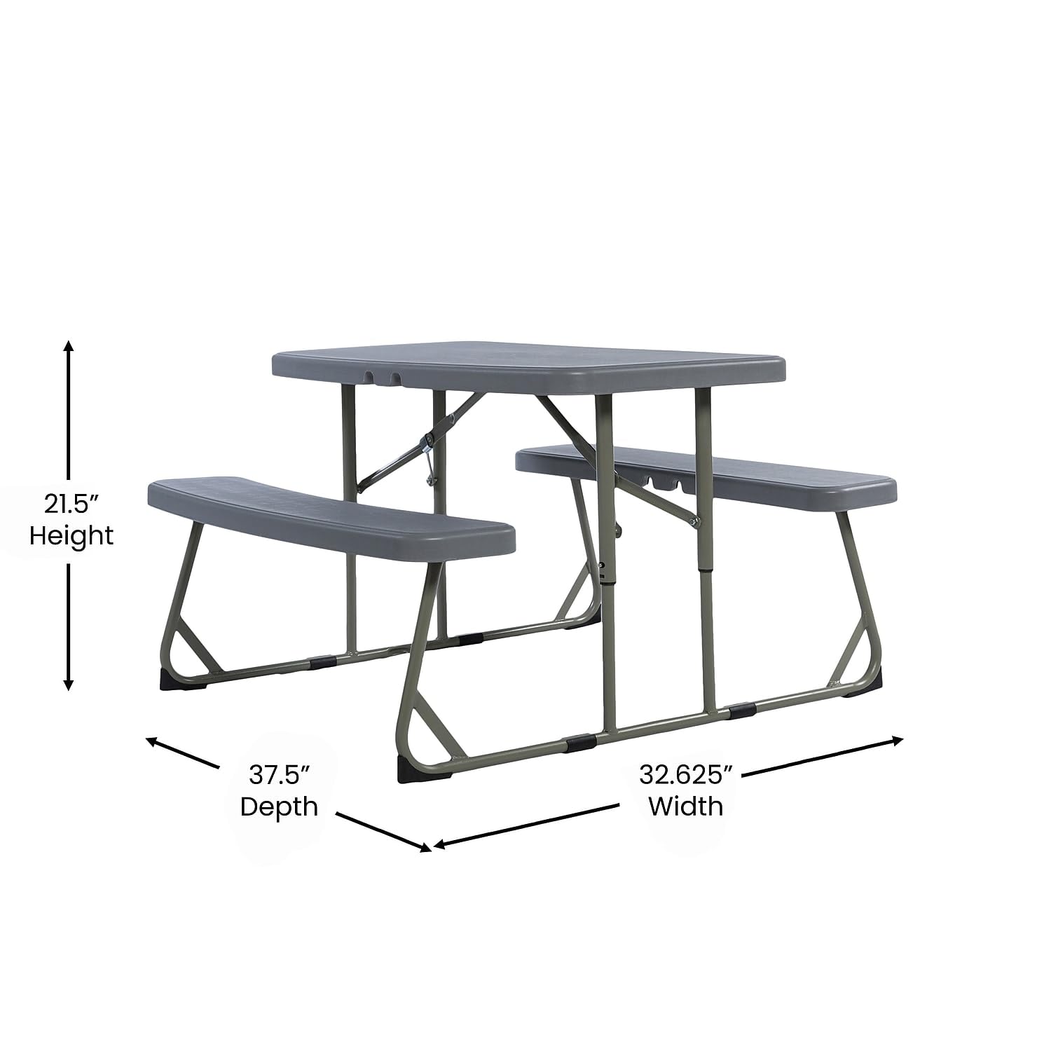 Flash Furniture Easy Folding Plastic Kids Outdoor Picnic Table and Benches Set - Commercial Grade Durable for Ages 2-5 - Grey 1-Piece Set - Perfect for Backyards, Daycares & Outdoor Play Areas