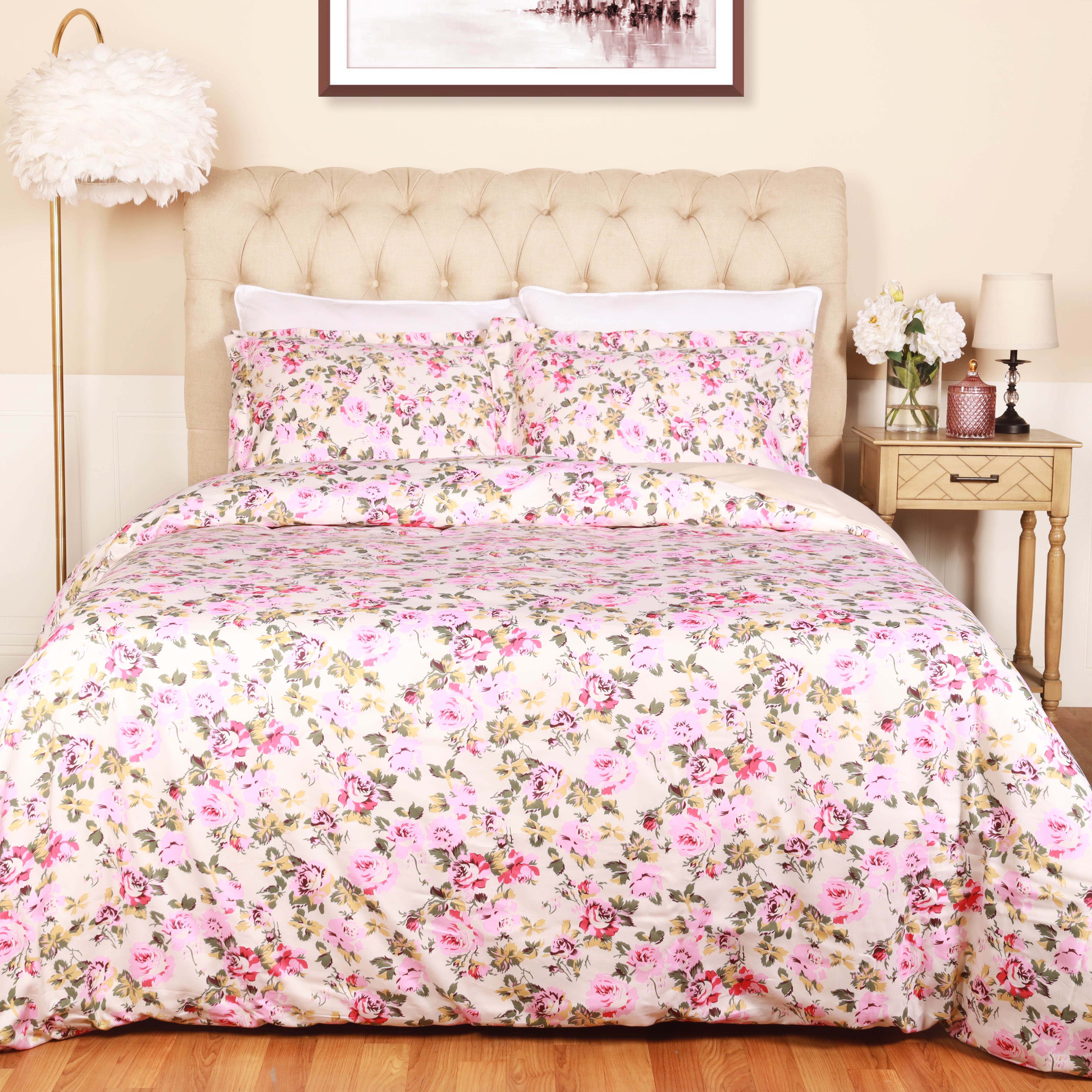 300 Thread Count Cotton Duvet Cover Set - Solid & Floral Designs for All Seasons | Perfect for Bedroom Decor & Comfortable Sleep
