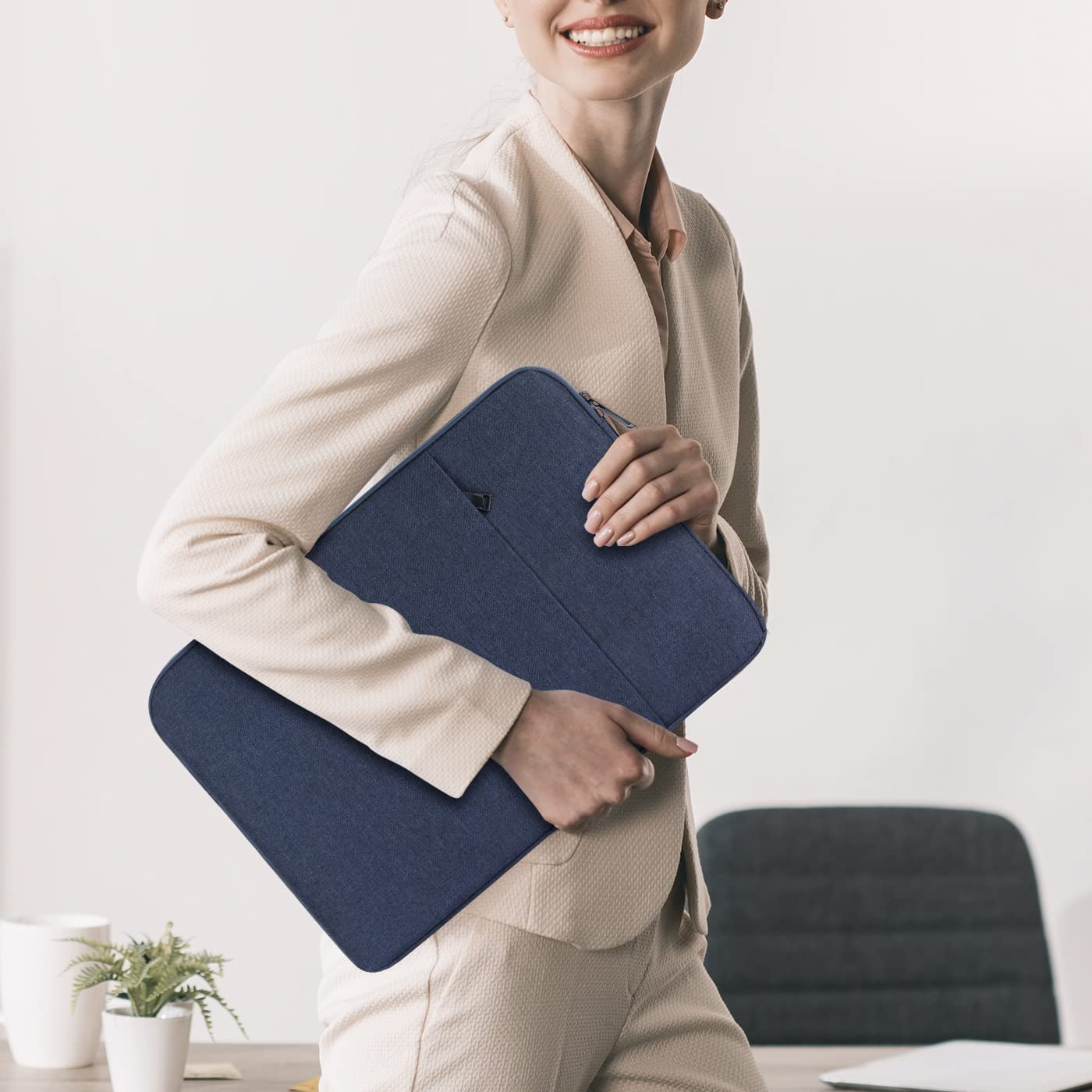 Chelory 13-14 Inch Laptop Sleeve - Water Resistant Protective Case for MacBook Air/Pro 13-14 Inch, Ultrabook, iPad & Tablet - Dark Blue | Perfect for Travel, Office & School