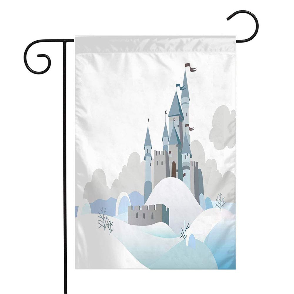 Winter Frozen White Fort Medieval Fairy Castle Garden Flag - 12x18 Inch Seasonal Outdoor Decor for Patio, Lawn & Home | Perfect for Holiday, Christmas & Fantasy Themed Landscaping