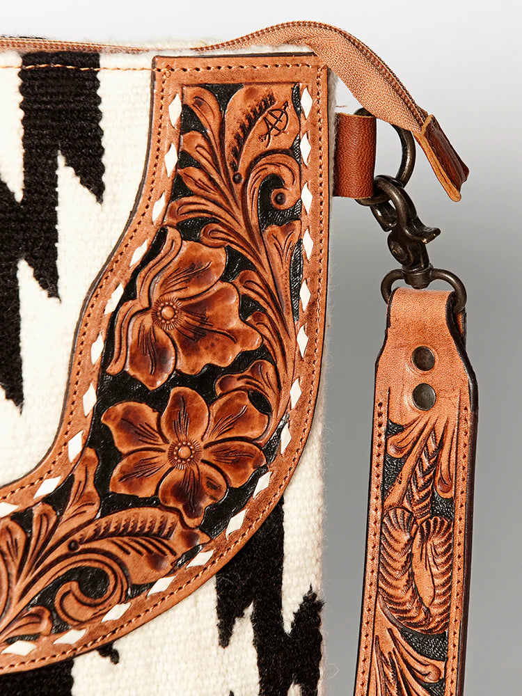 American Darling Conceal Carry Black & White Aztec Fringe Purse - Stylish & Functional Crossbody Bag for Women | Perfect for Everyday Use, Travel & Concealed Carry