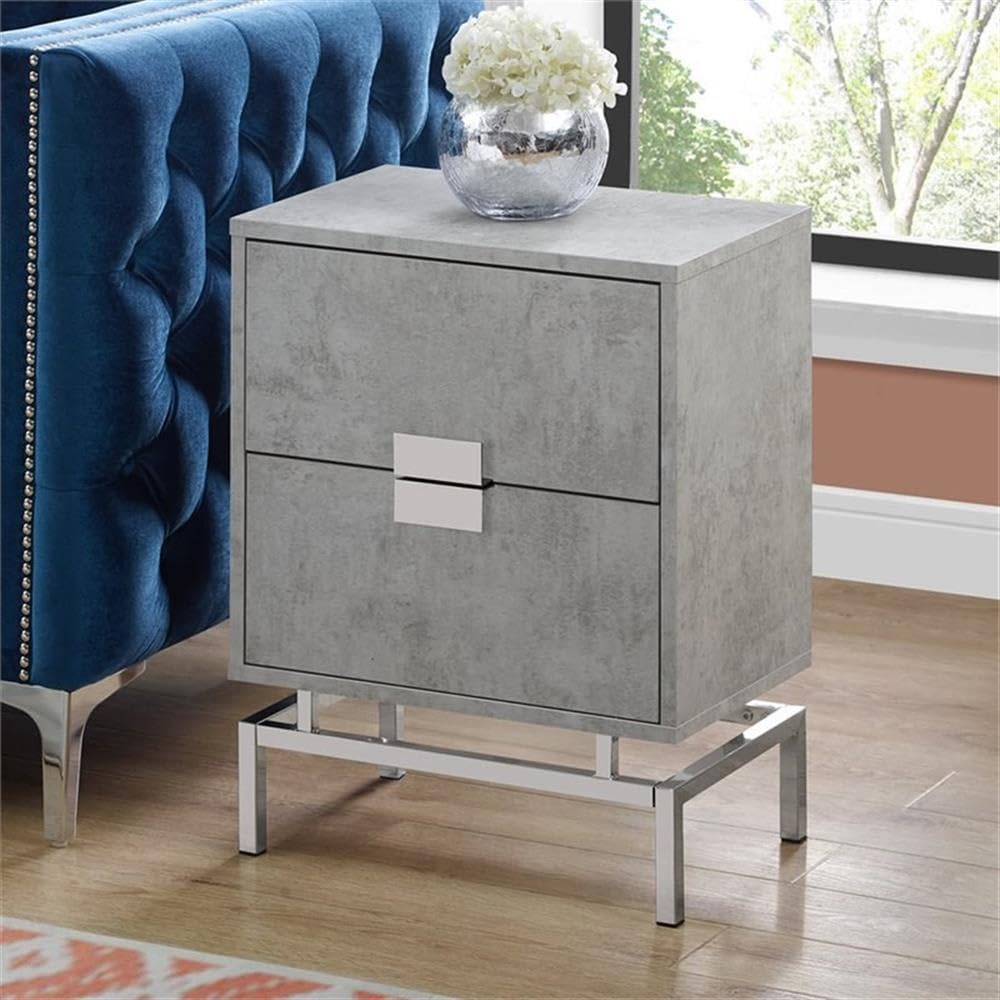 Home Square 2-Piece Gray and Chrome Accent End Table Set with Storage - Perfect for Living Room, Bedroom or Office Side Tables