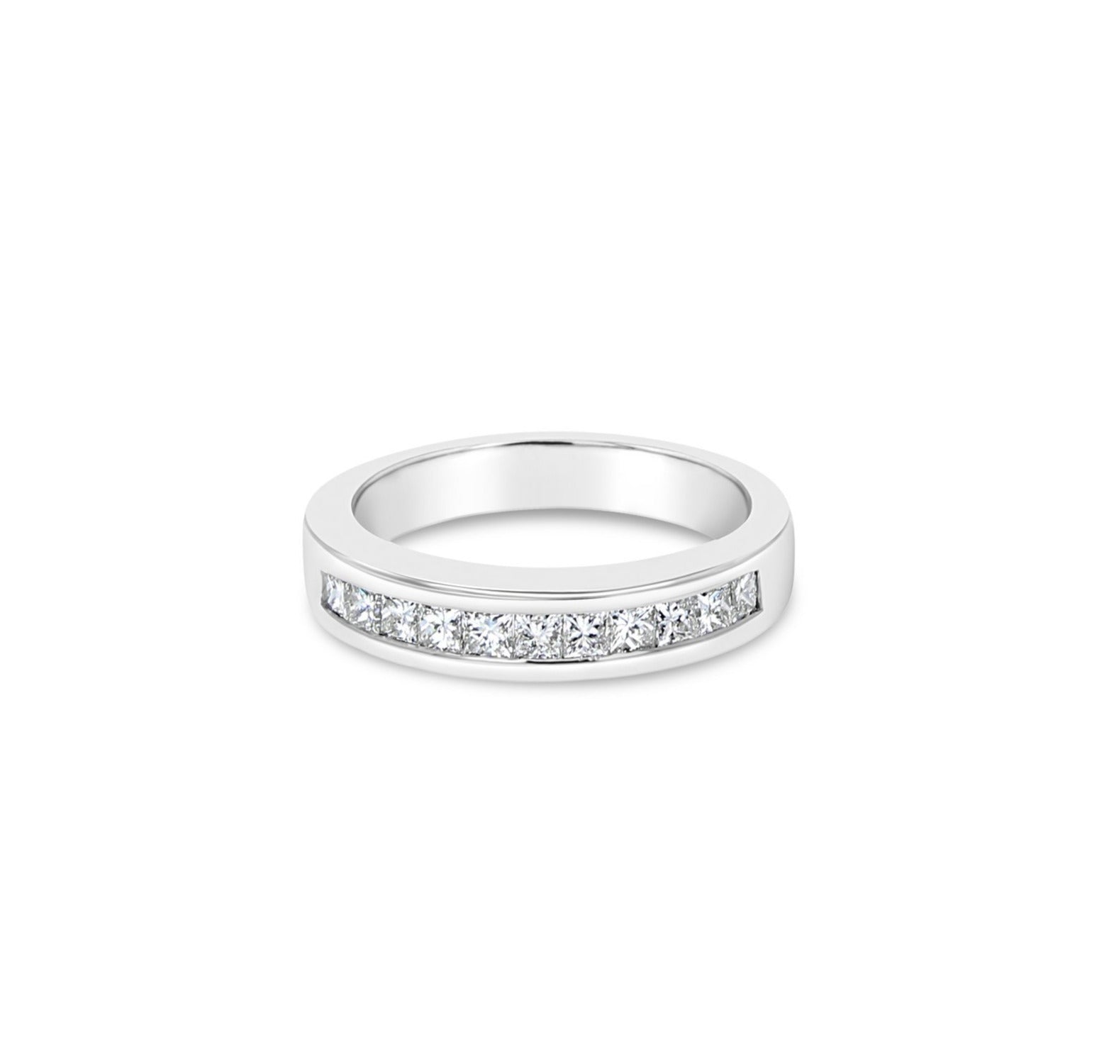 0.60cttw Princess Cut Diamond Wedding Band in 14k White Gold - Elegant Bridal Ring for Engagement, Anniversary & Special Occasions