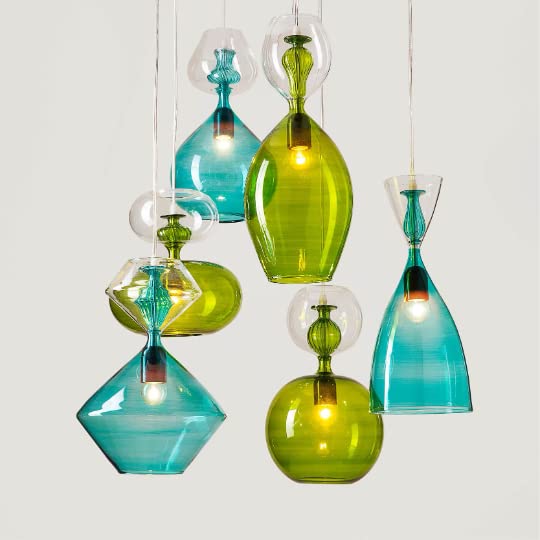 Modern Green Glass Pendant Lights for Dining Room, Kitchen Island & Living Room Ceiling | Stylish Hanging Light Fixture for Home Decor | Perfect for Farmhouse, Industrial & Contemporary Interior Design