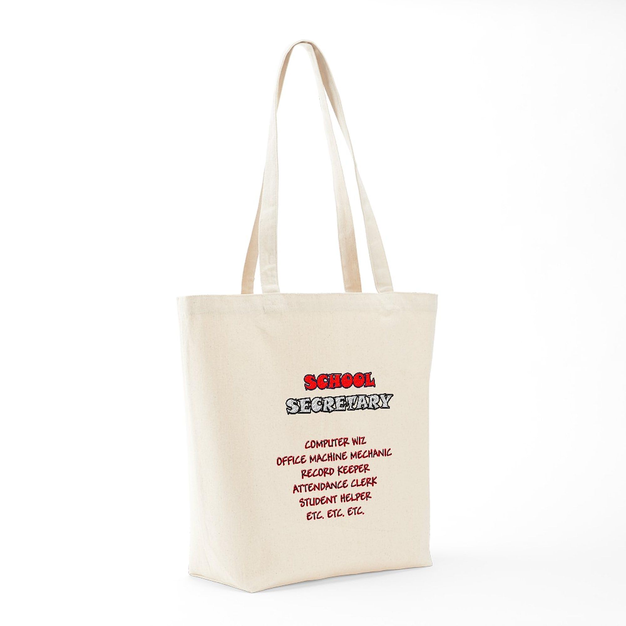 CafePress School Secretary Duties Tote Bag - Natural Canvas Reusable Shopping Bag for Teachers, Office & Everyday Use