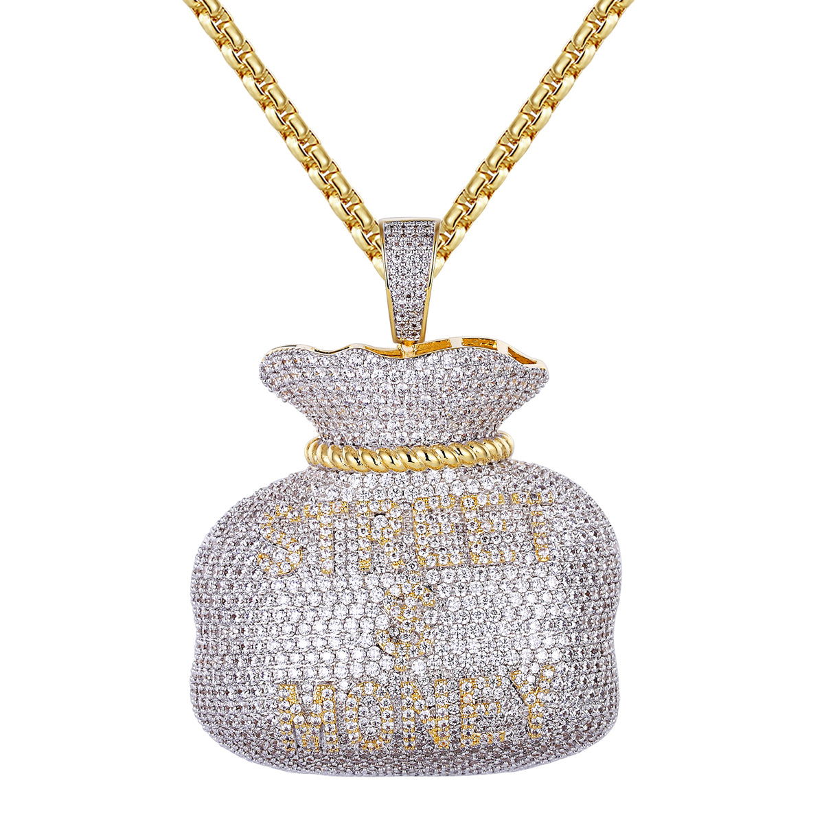 3D Street Money Dollar Bag Pendant for Men - Hip Hop Fashion Accessory - Perfect for Rappers, Streetwear & Urban Style Lovers