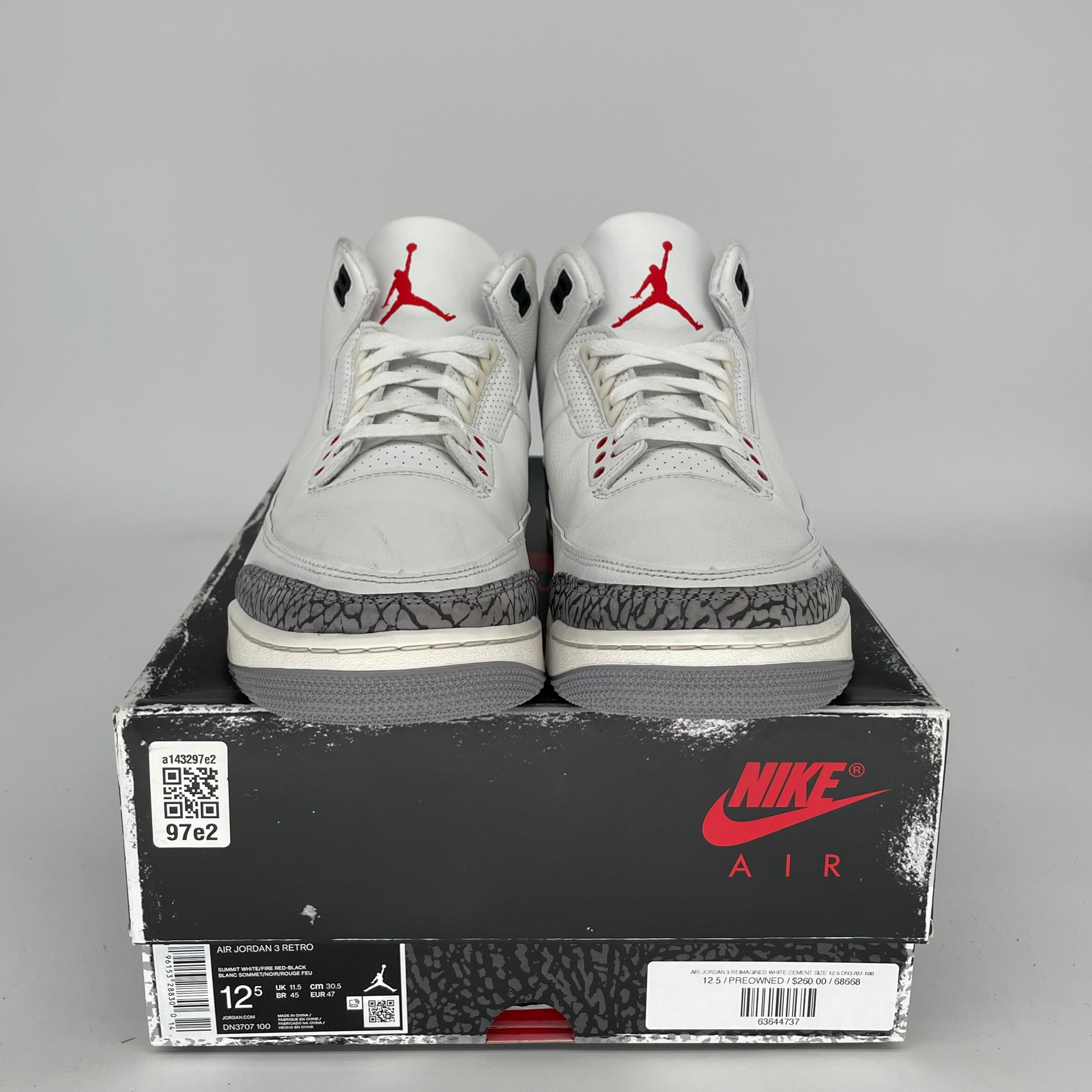 Original Air Jordan 3 Retro 'White Cement Reimagined' Men's Basketball Shoes Size 12.5 (DN3707-100) - Authentic Sneakers for Casual Wear & Street Style