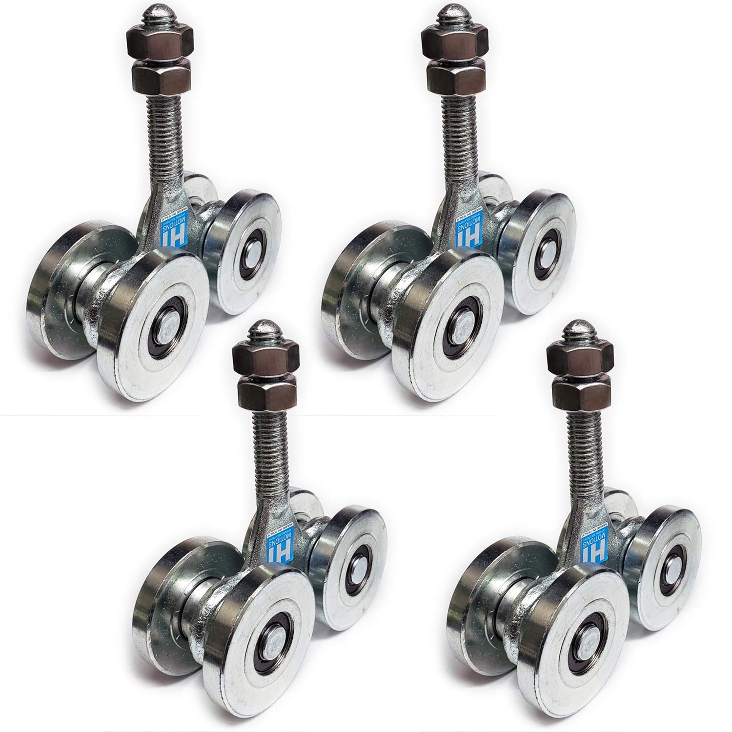 Heavy Duty Sliding Track Rollers with Ball Bearings - 4 Wheel Gate Truck Trolley for Smooth Sliding Doors & Windows (Set of 2 Pairs) - Perfect for Barn Doors, Closet Doors, and Industrial Applications