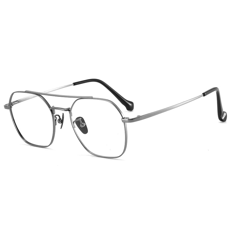 Bclear Unisex Full Rim Oval Titanium Double Bridge Eyeglasses 86677 - Lightweight Durable Frame for Work, Reading & Everyday Use
