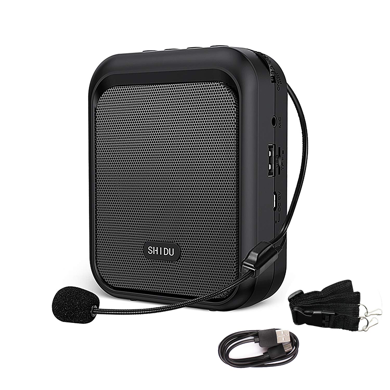 SHIDU Mini Voice Amplifier - Portable Rechargeable 10W Bluetooth Speaker with Wired Microphone Headset, 1800mAh Battery, MP3 Support - Perfect for Teachers, Taxi Drivers, Coaches, Tour Guides & Public Speaking
