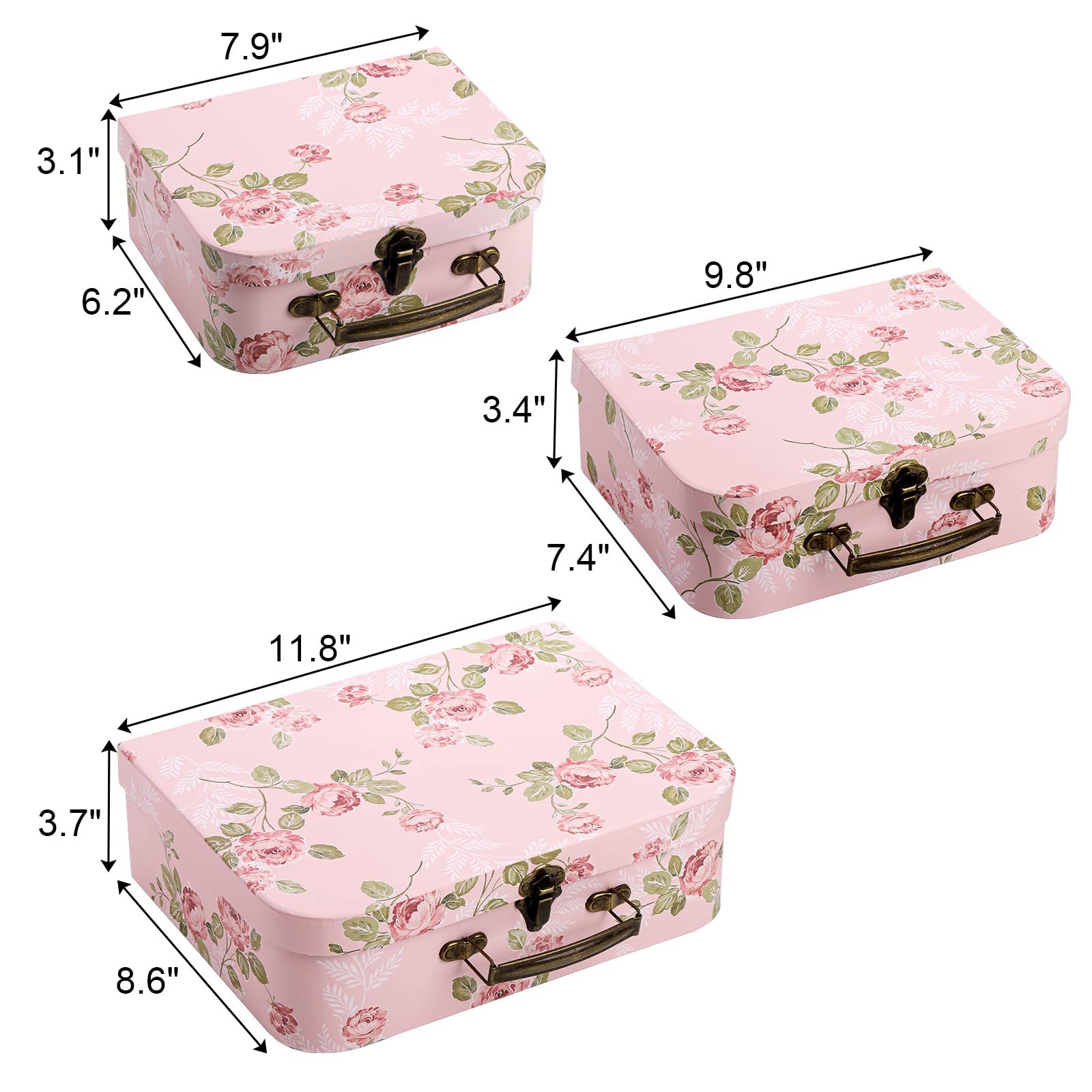 Fasmov 3-Pack Pink Storage Boxes with Lids for Home Decor & Gifts